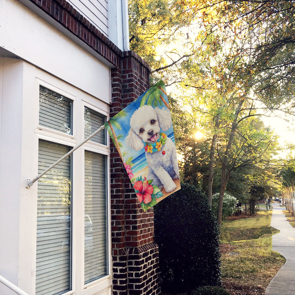 Buy this White Poodle Luau House Flag