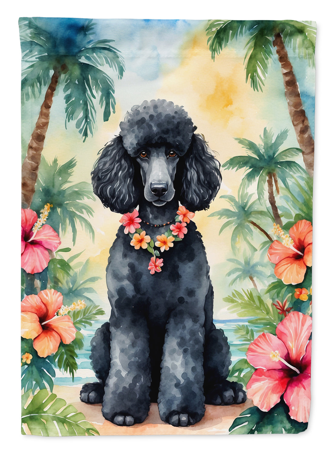 Buy this Black Poodle Luau House Flag