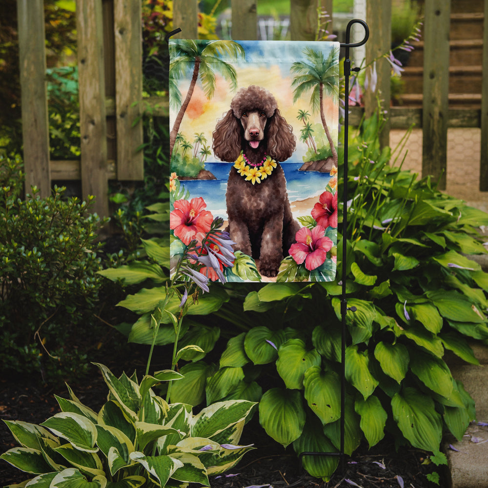 Chocolate Poodle Luau Garden Flag