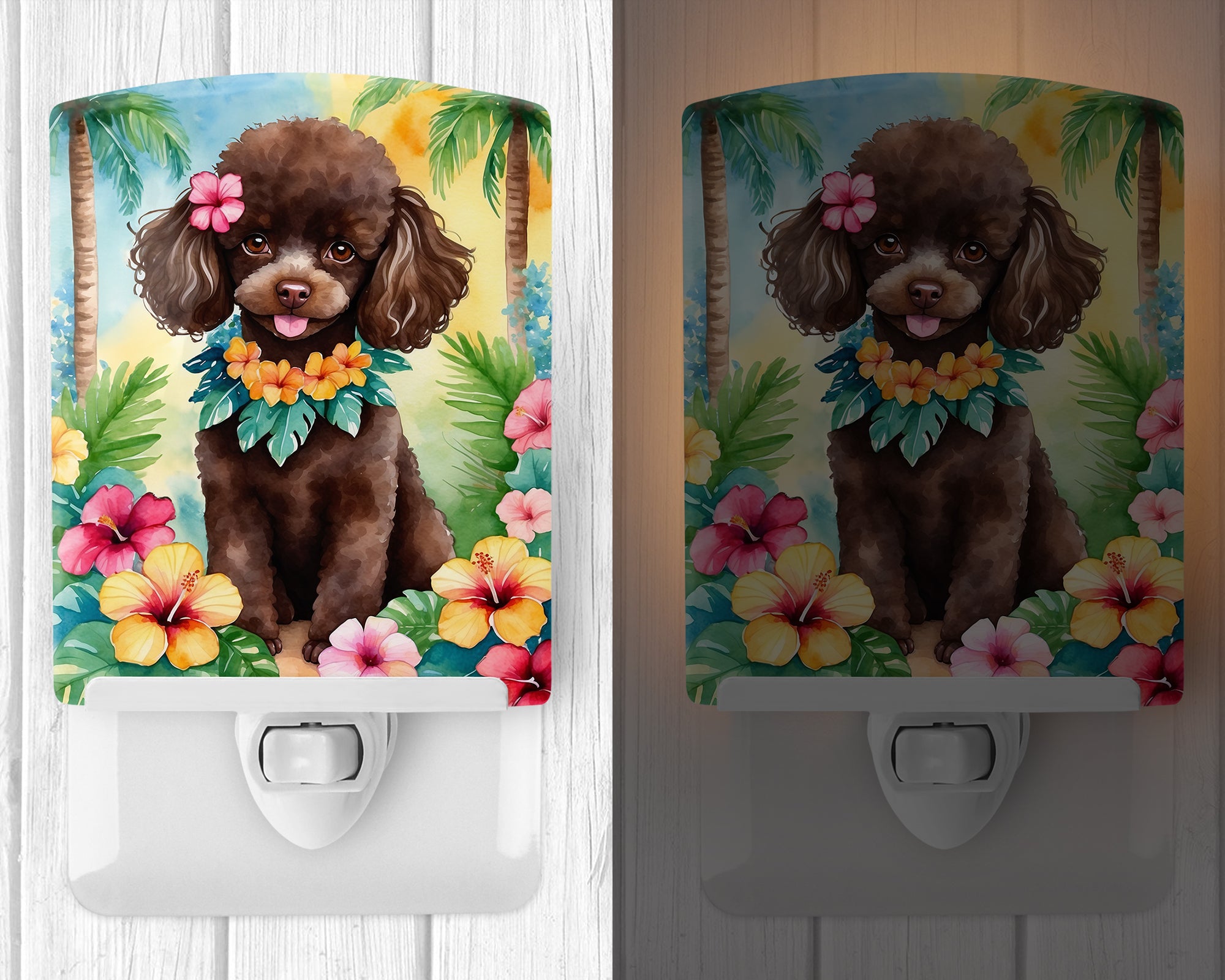 Buy this Chocolate Poodle Luau Ceramic Night Light