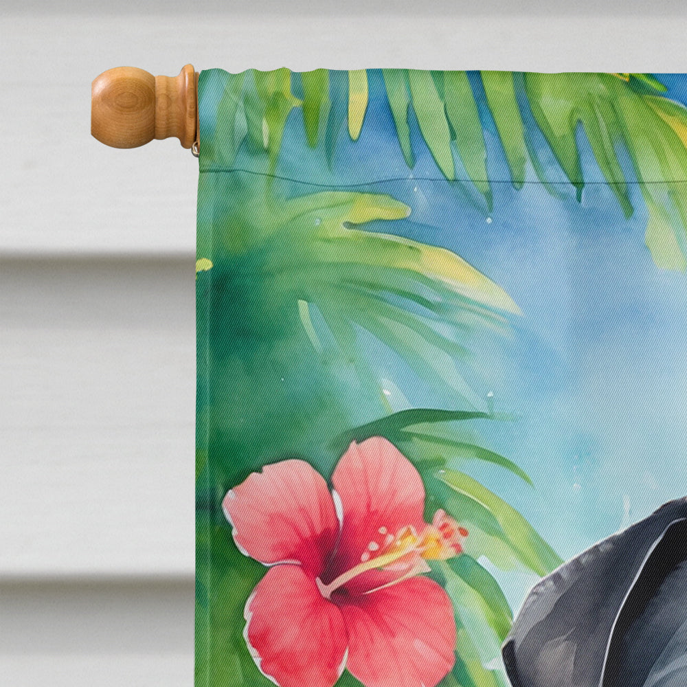 Black Pug Luau House Flag