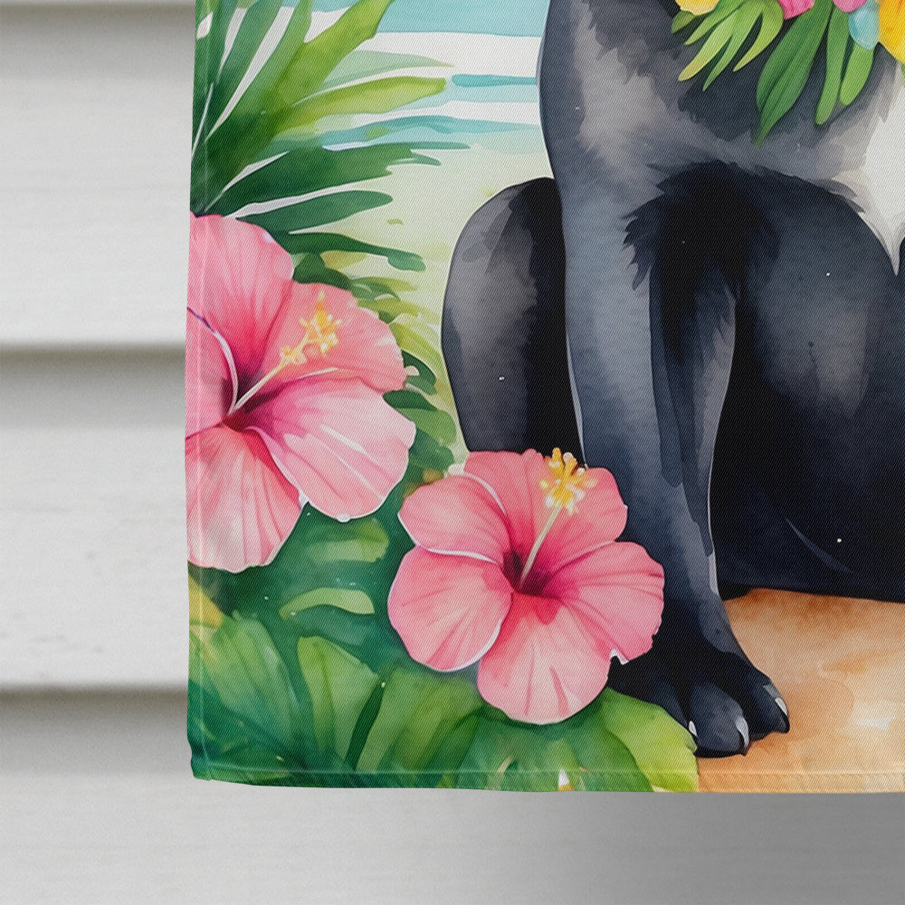 Black Pug Luau House Flag