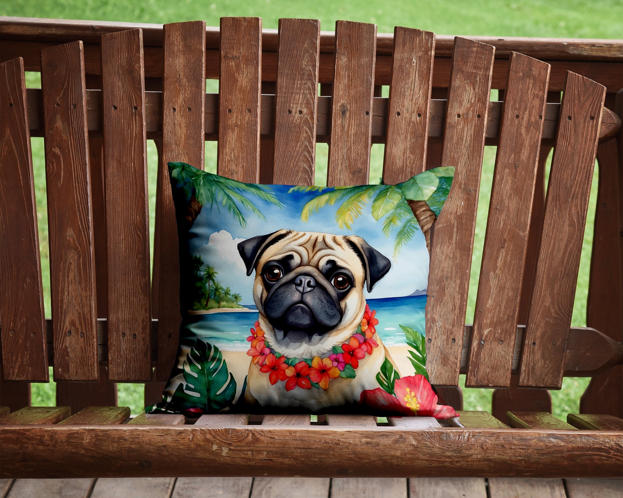 Buy this Pug Luau Throw Pillow