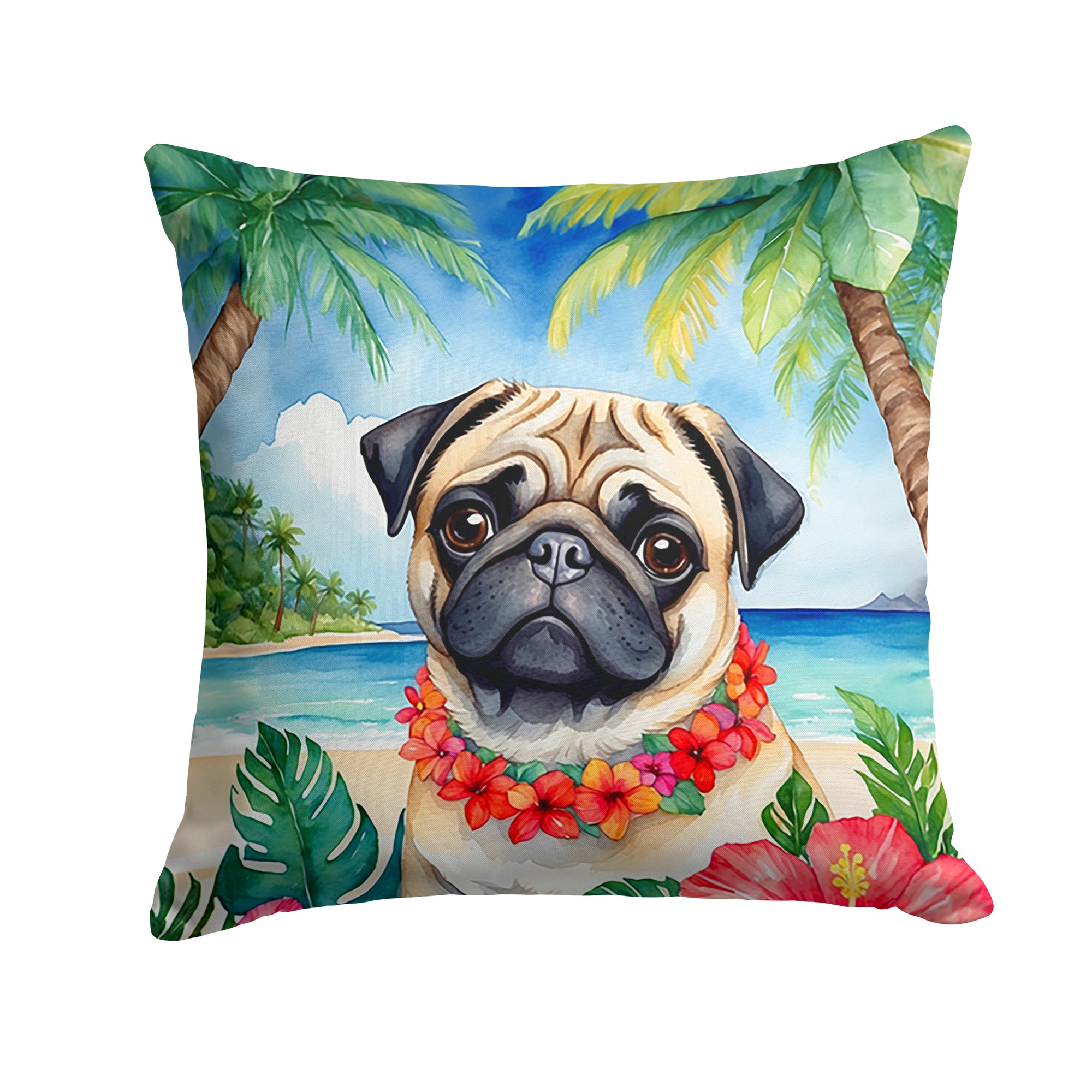 Buy this Pug Luau Throw Pillow