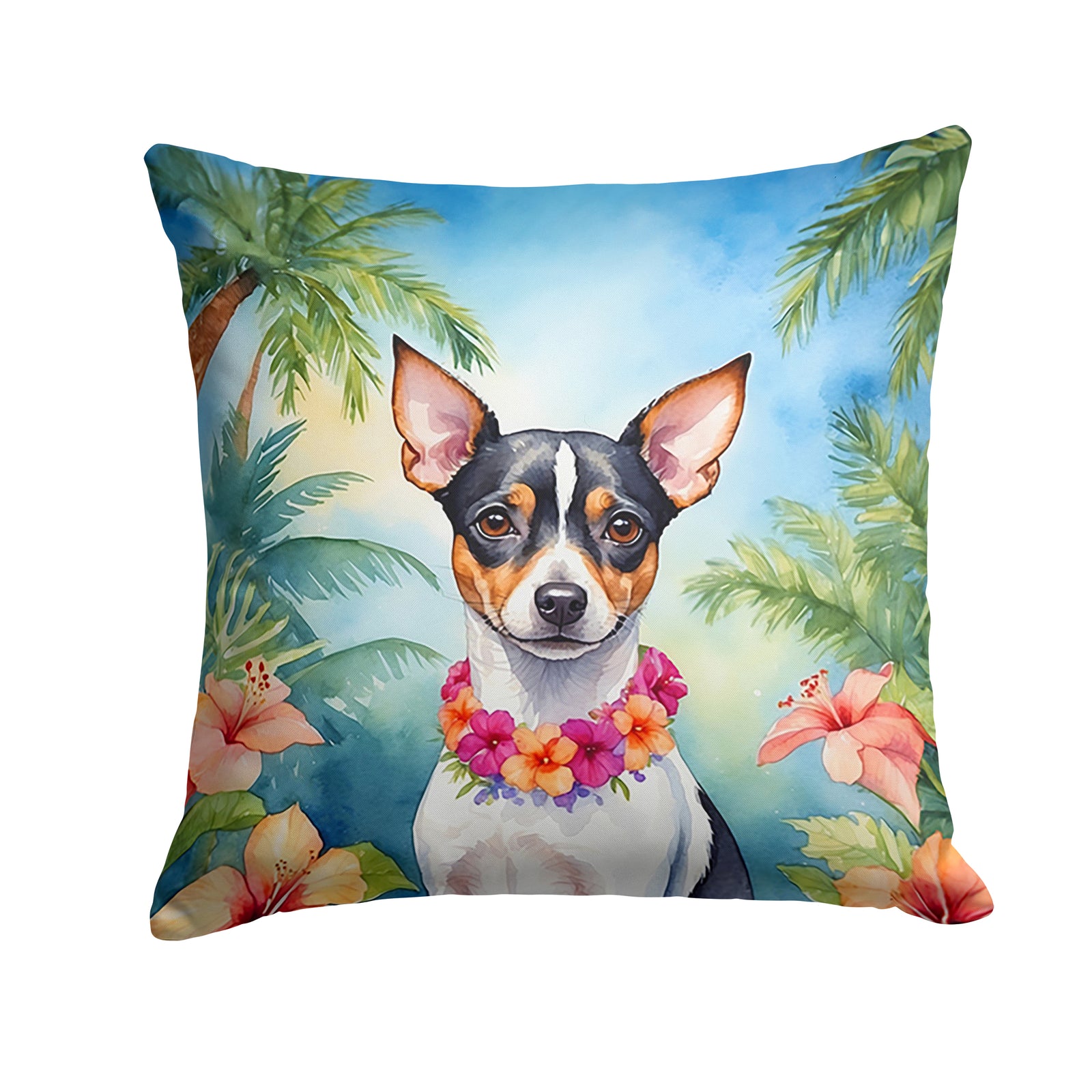 Buy this Rat Terrier Luau Throw Pillow