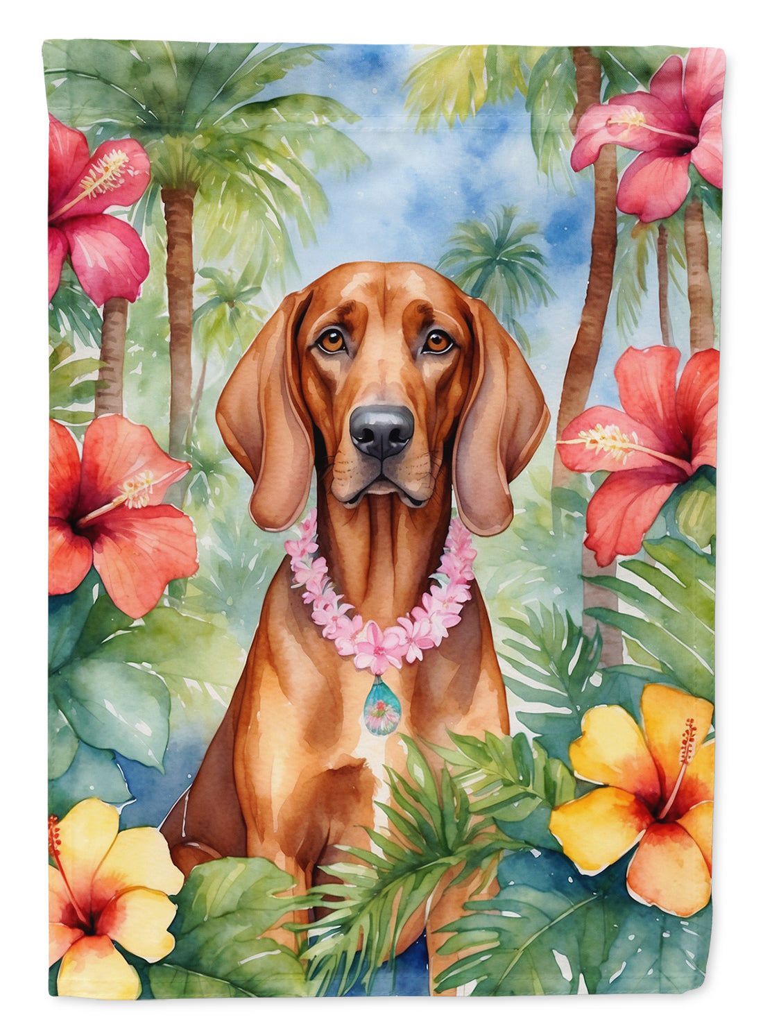 Buy this Redbone Coonhound Luau House Flag