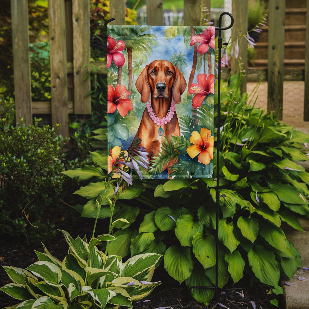 Redbone Coonhound Luau Garden Flag