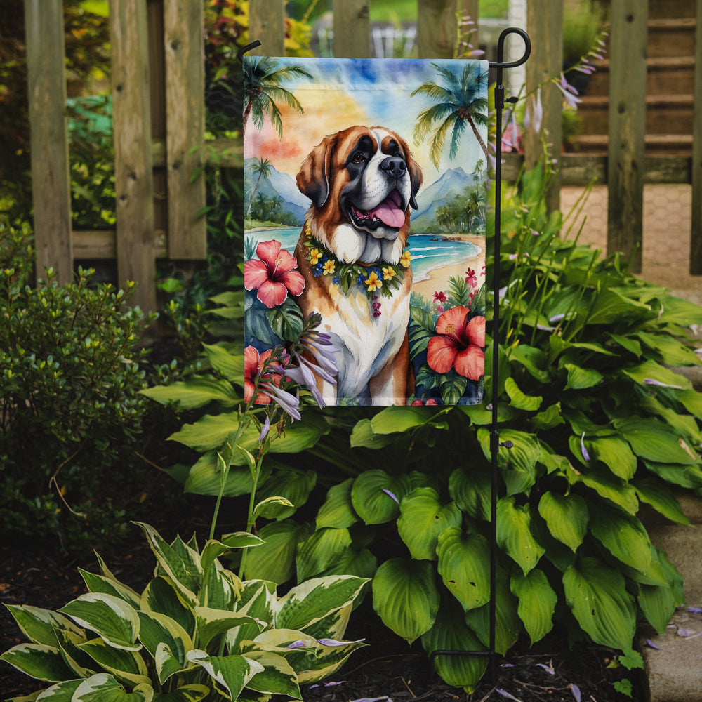 Buy this Saint Bernard Luau Garden Flag