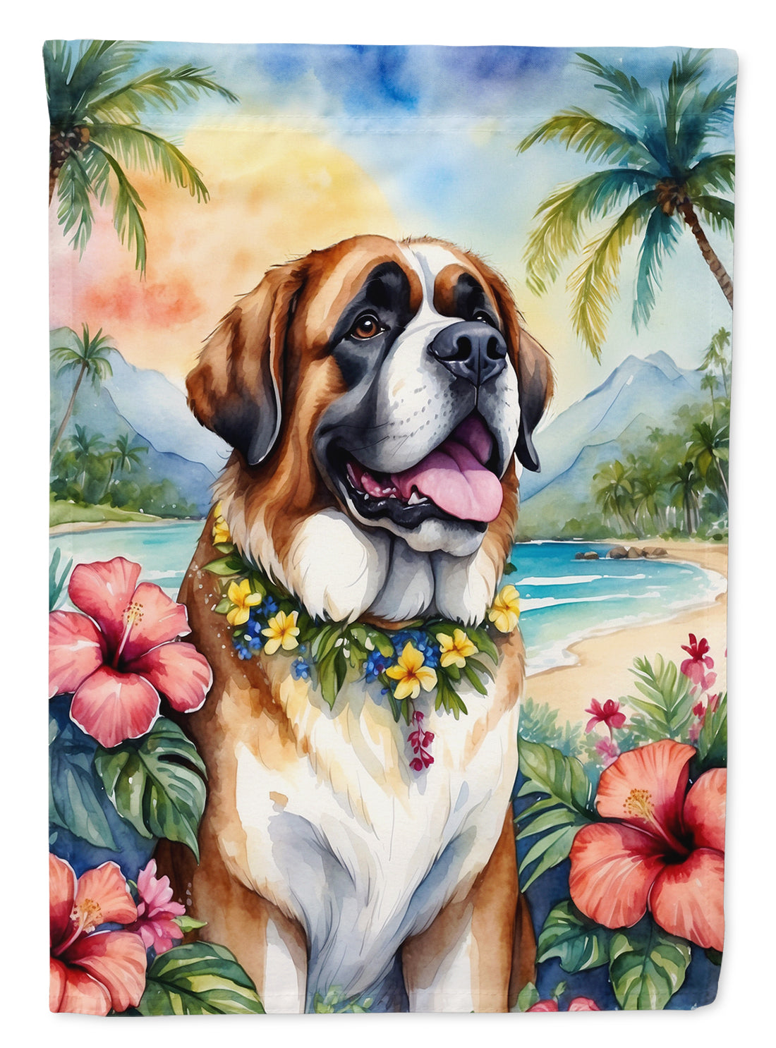 Buy this Saint Bernard Luau Garden Flag