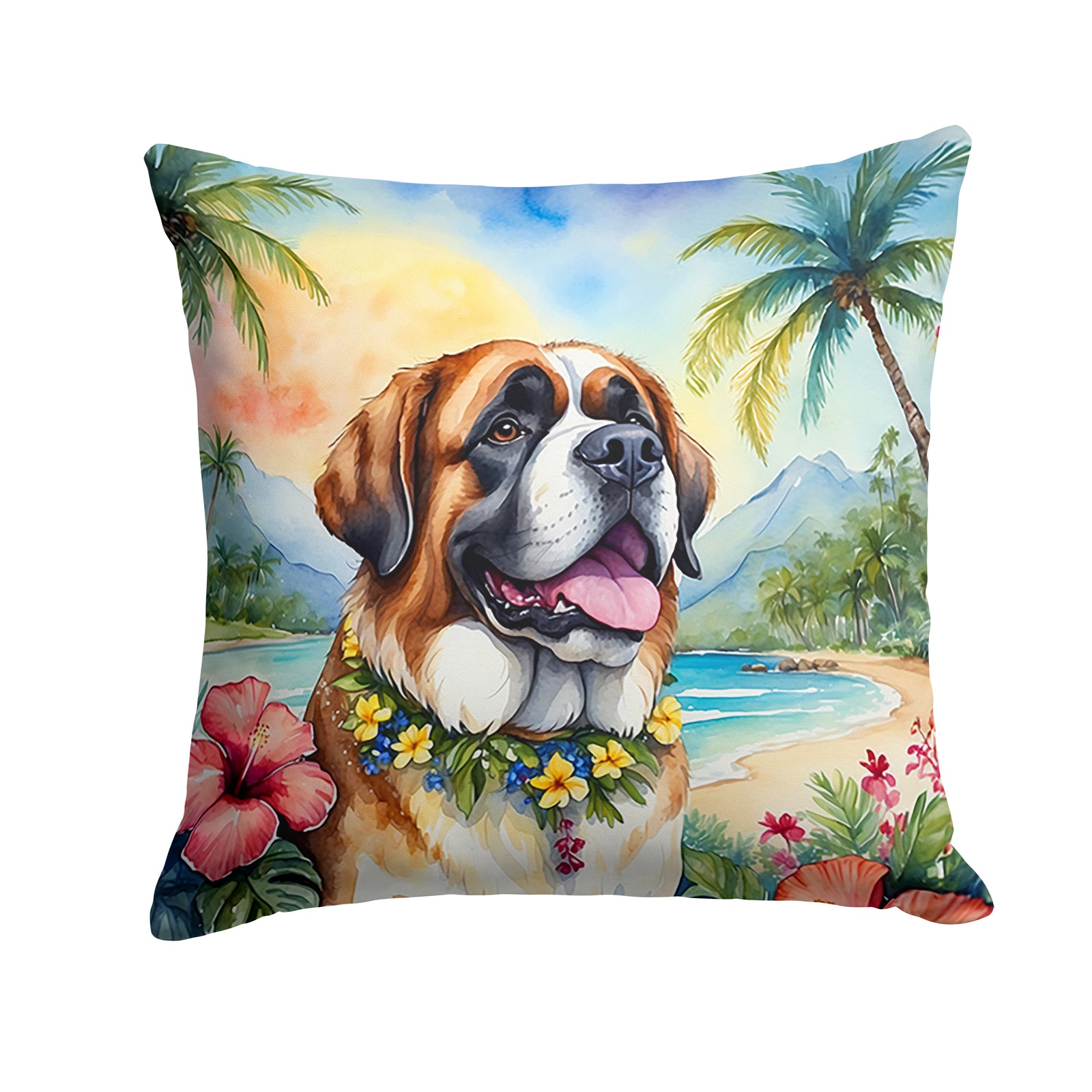 Buy this Saint Bernard Luau Throw Pillow