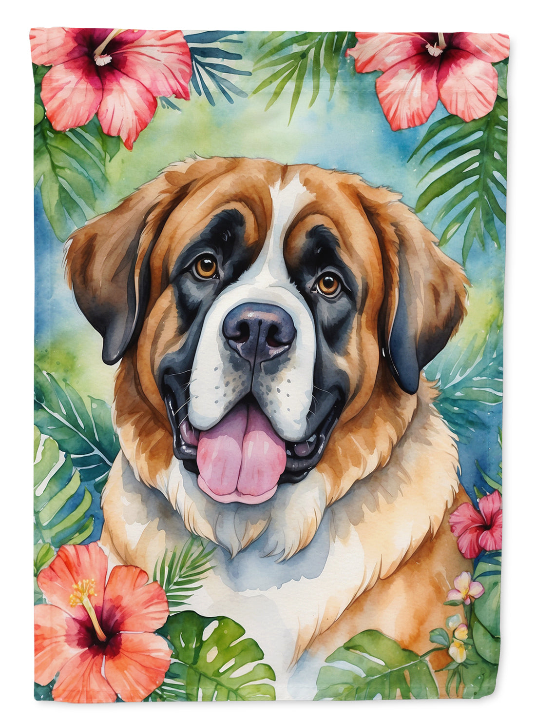 Buy this Saint Bernard Luau Garden Flag