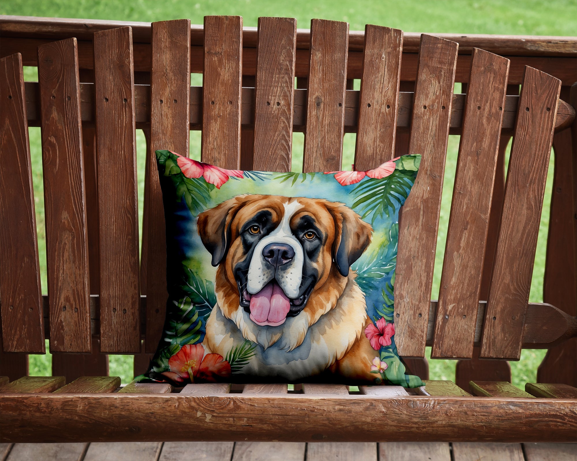 Buy this Saint Bernard Luau Throw Pillow