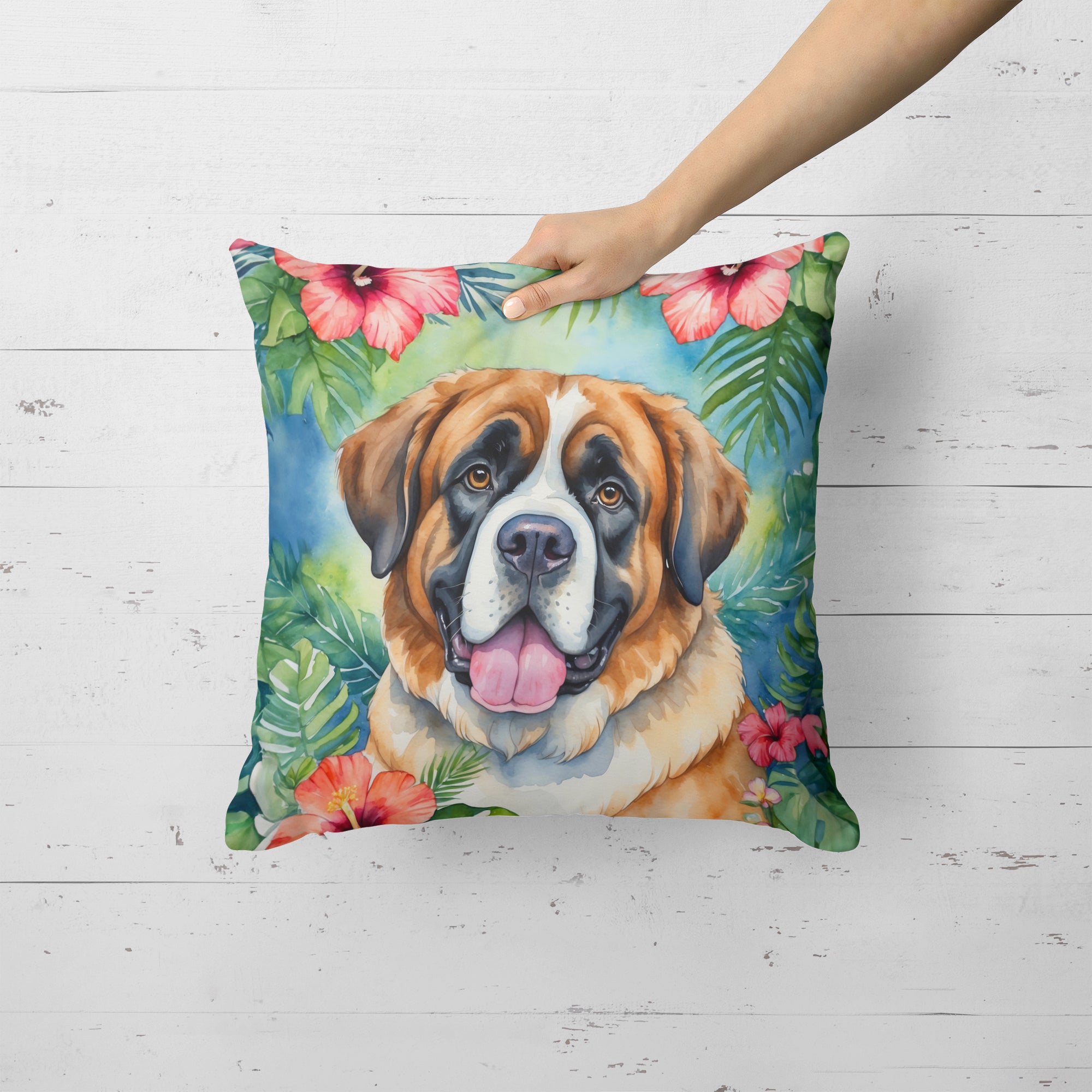 Buy this Saint Bernard Luau Throw Pillow