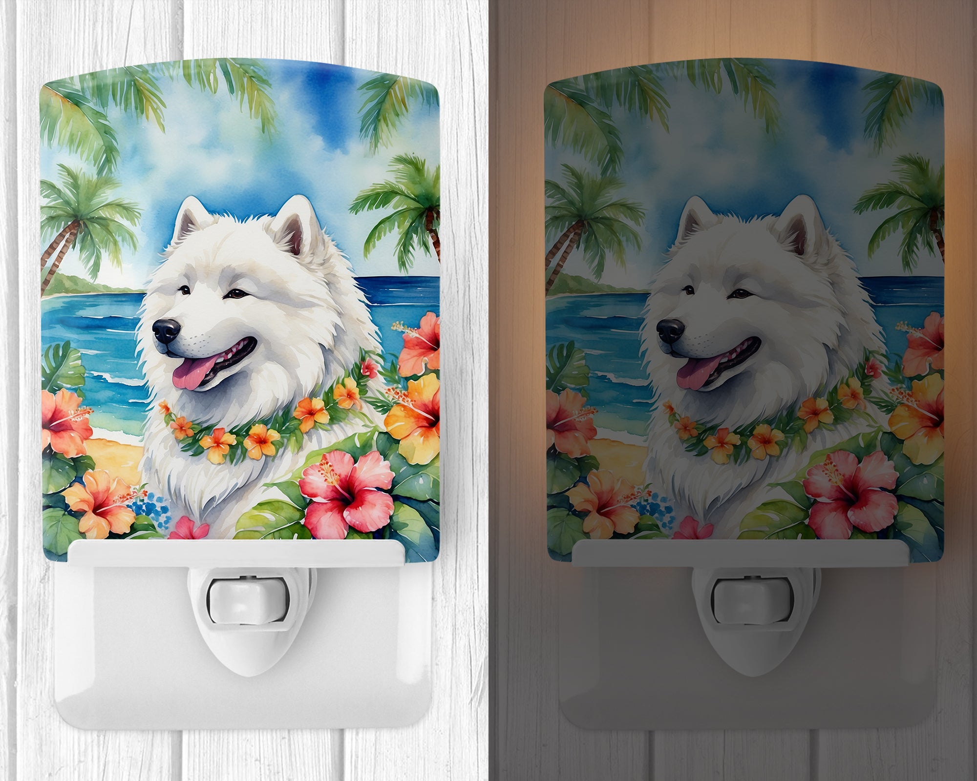 Samoyed Luau Ceramic Night Light