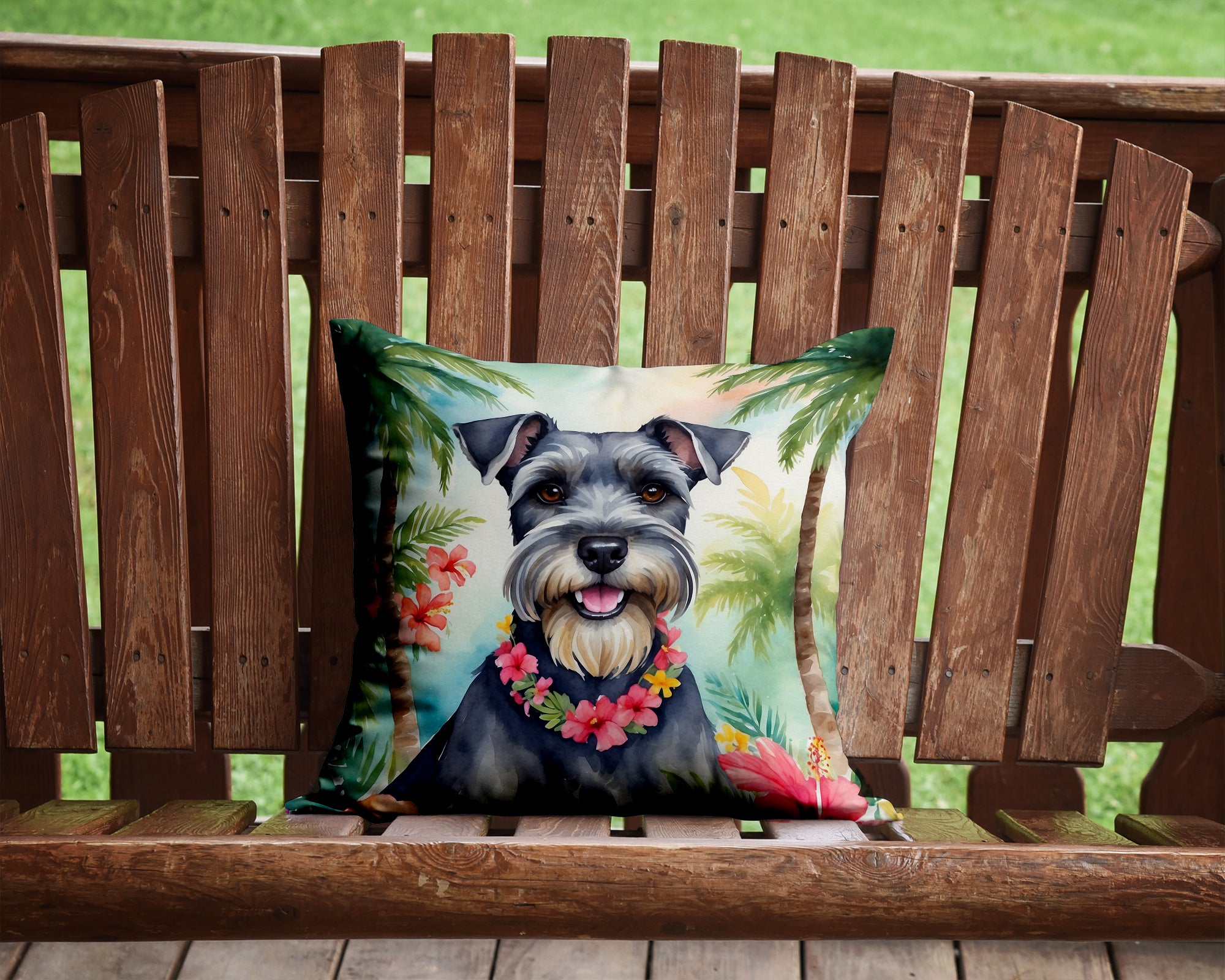 Schnauzer Luau Throw Pillow