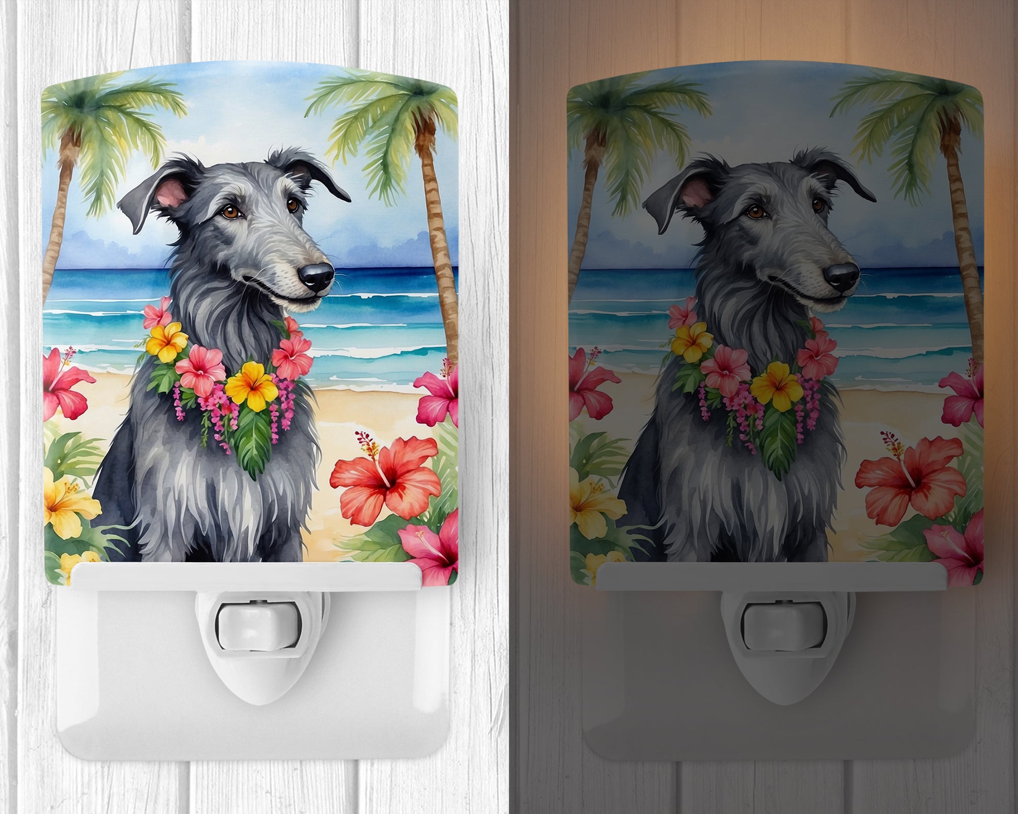 Scottish Deerhound Luau Ceramic Night Light