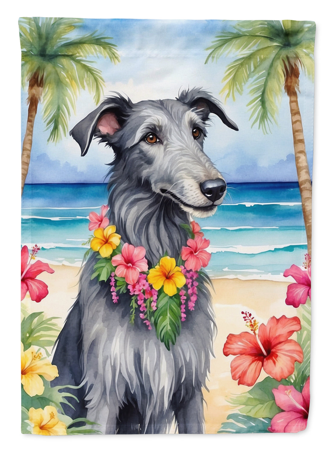 Buy this Scottish Deerhound Luau Garden Flag