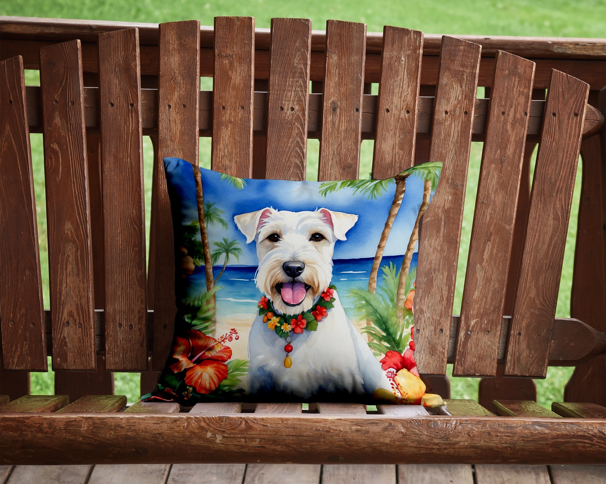 Sealyham Terrier Luau Throw Pillow