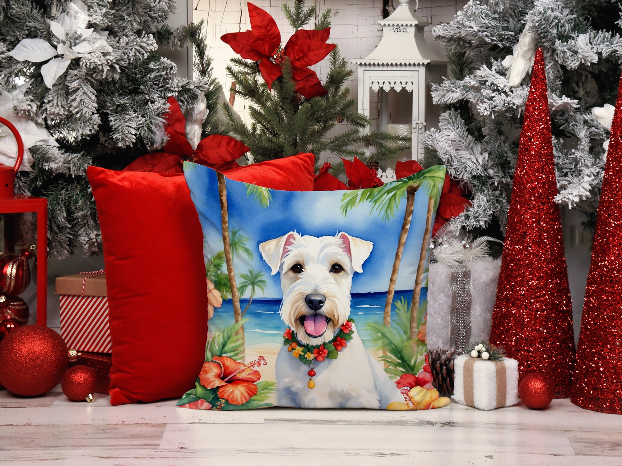 Sealyham Terrier Luau Throw Pillow