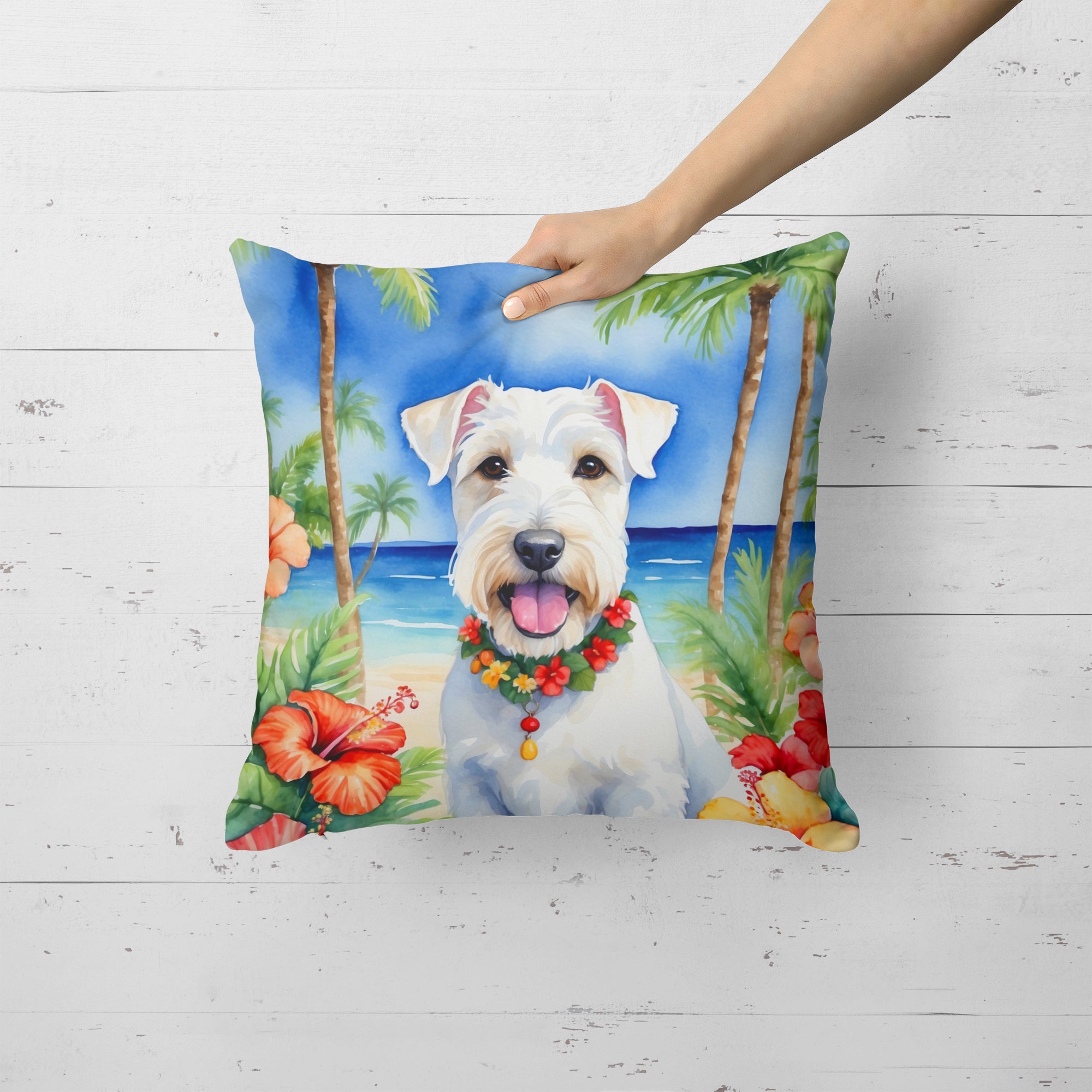 Buy this Sealyham Terrier Luau Throw Pillow