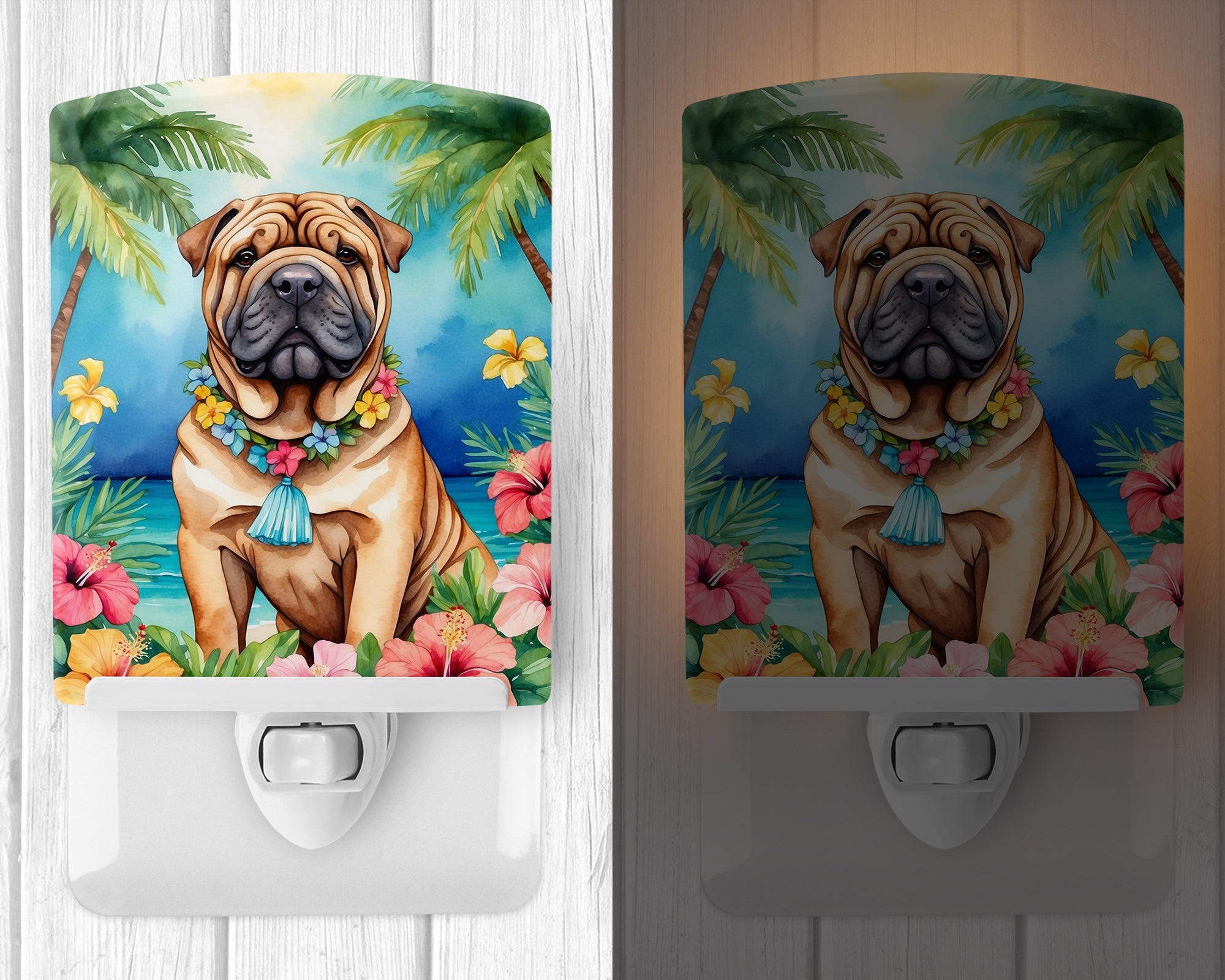 Shar Pei Luau Ceramic Night Light