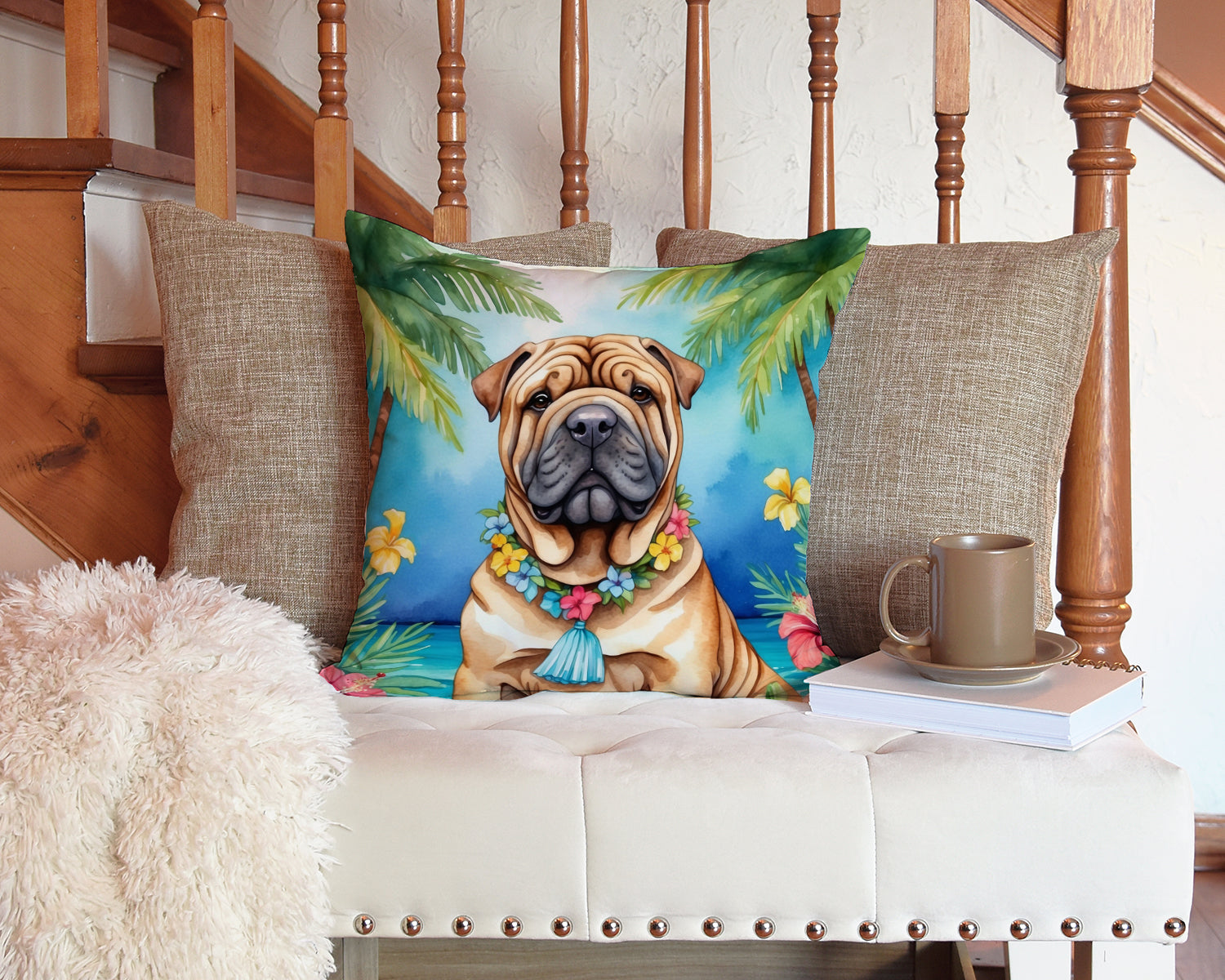 Shar Pei Luau Throw Pillow