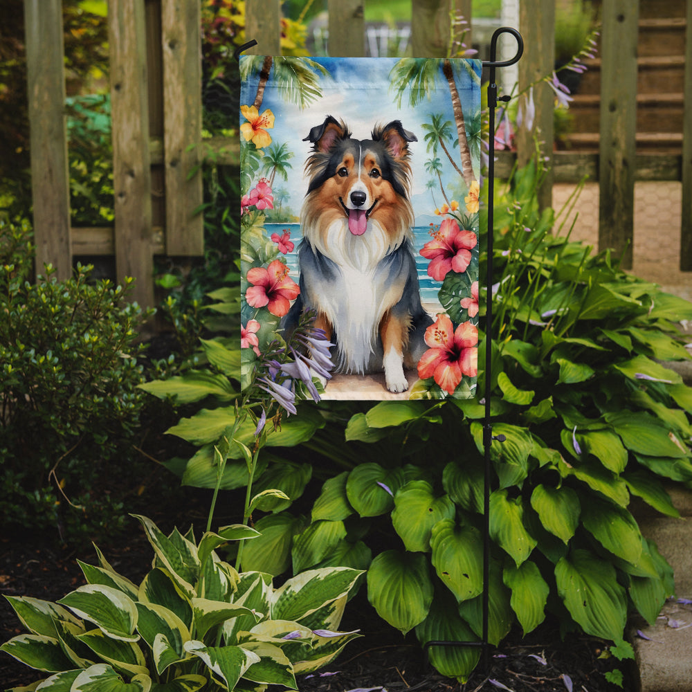 Sheltie Luau Garden Flag