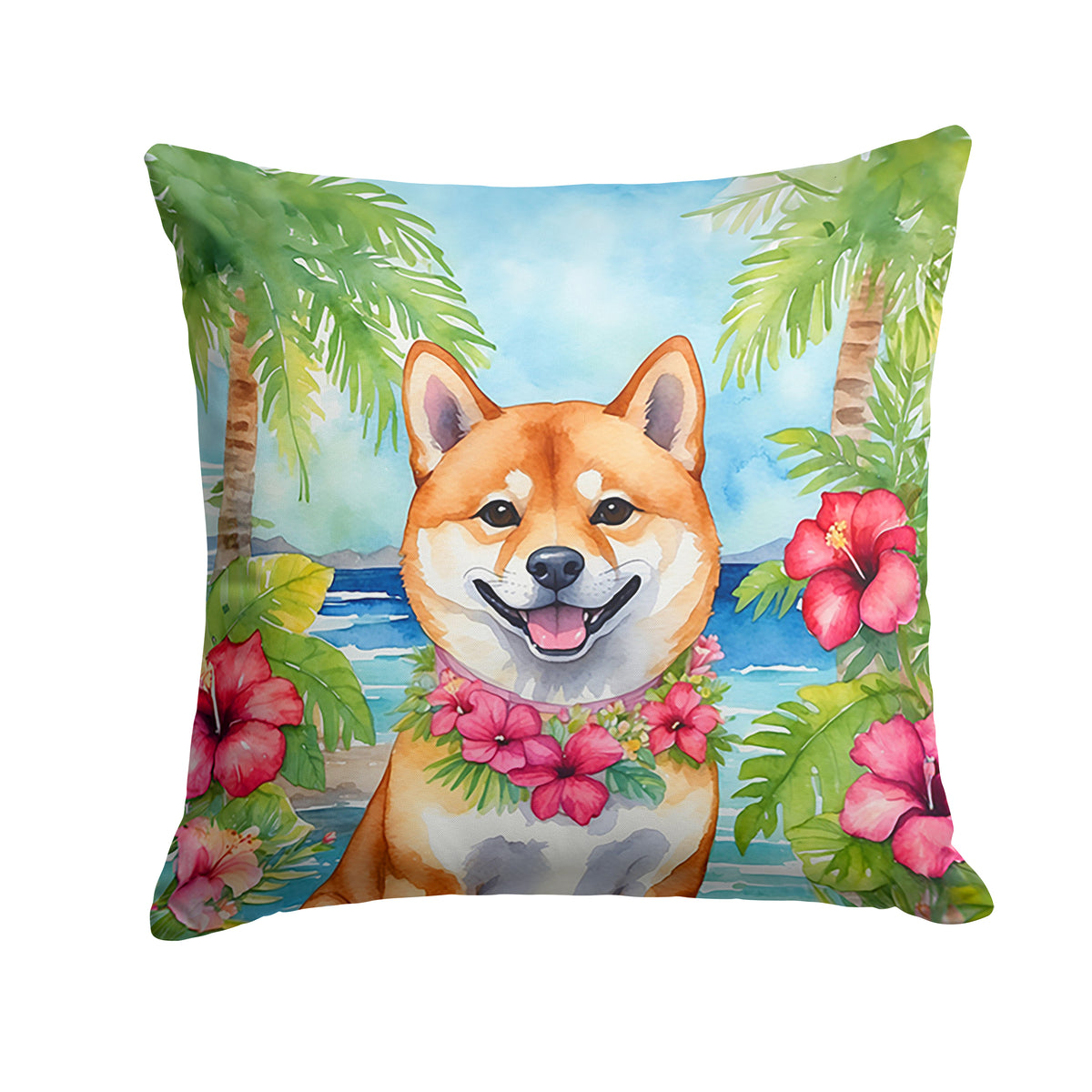 Buy this Shiba Inu Luau Throw Pillow