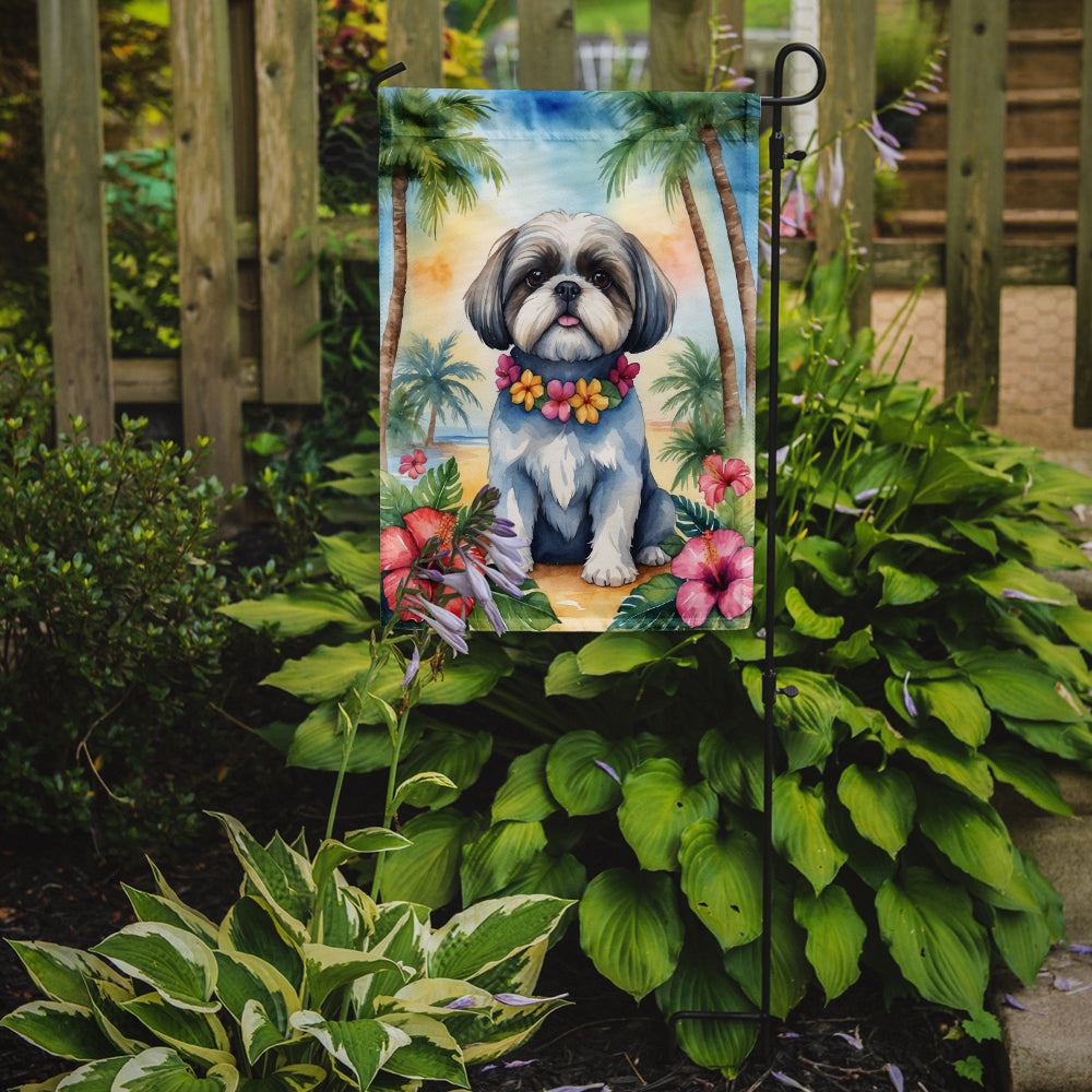 Shih Tzu Luau Garden Flag