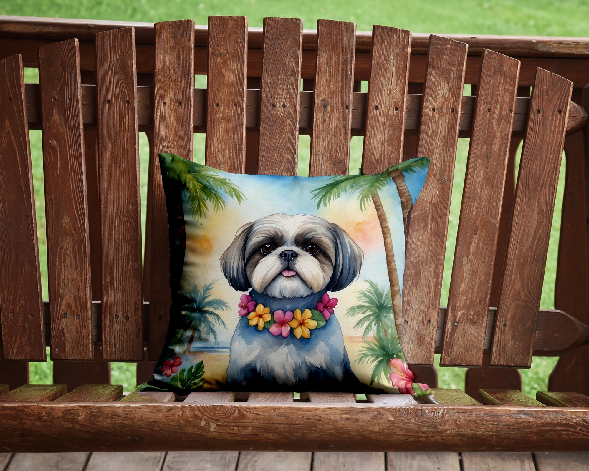 Buy this Shih Tzu Luau Throw Pillow