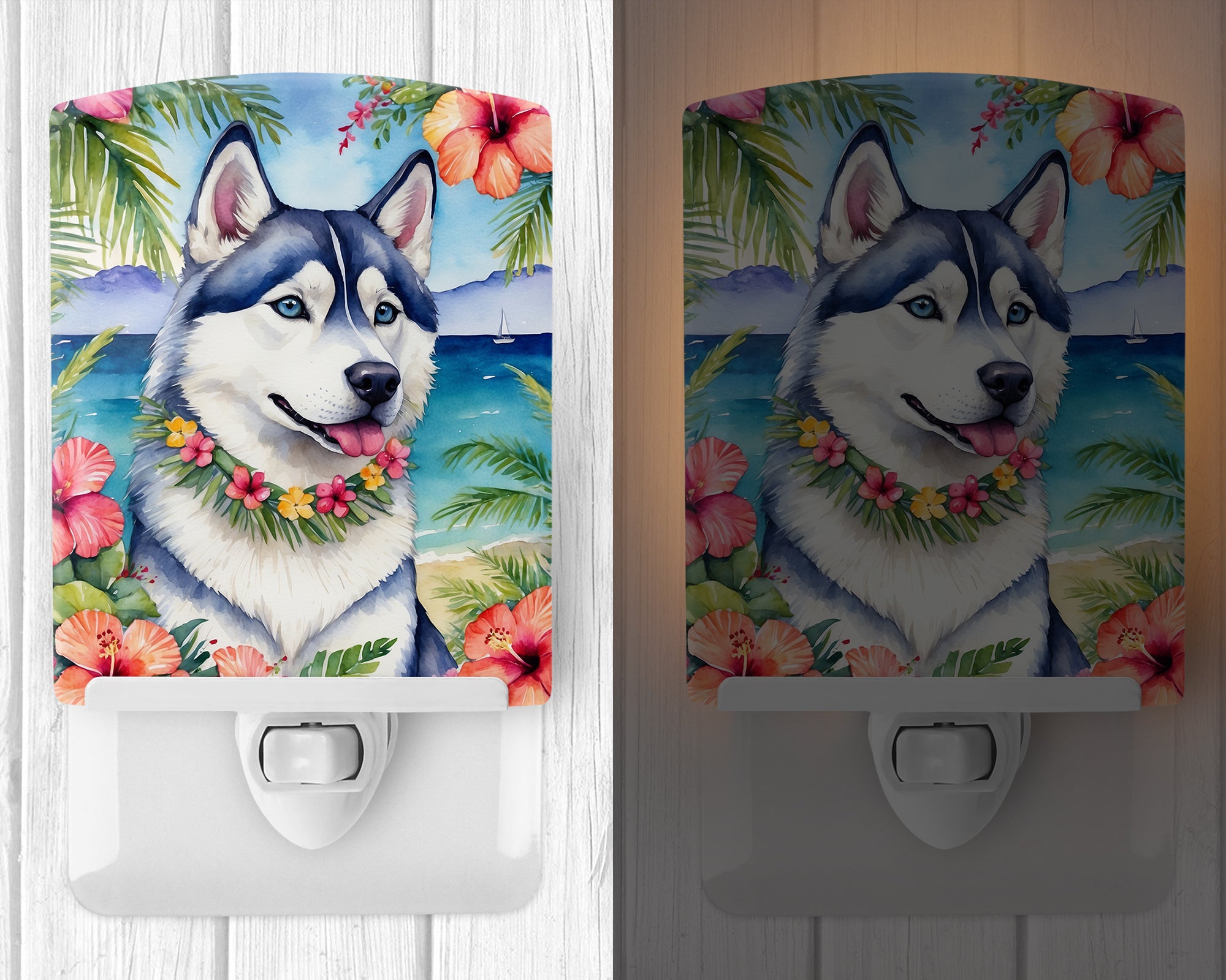 Buy this Siberian Husky Luau Ceramic Night Light