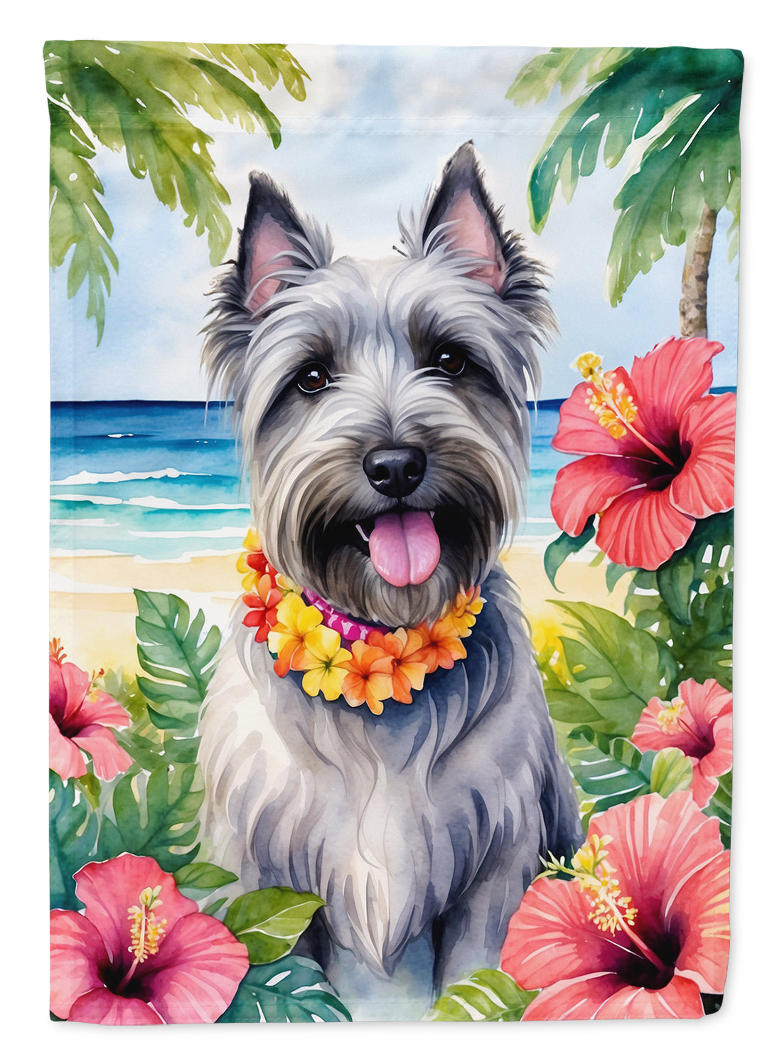 Buy this Skye Terrier Luau House Flag