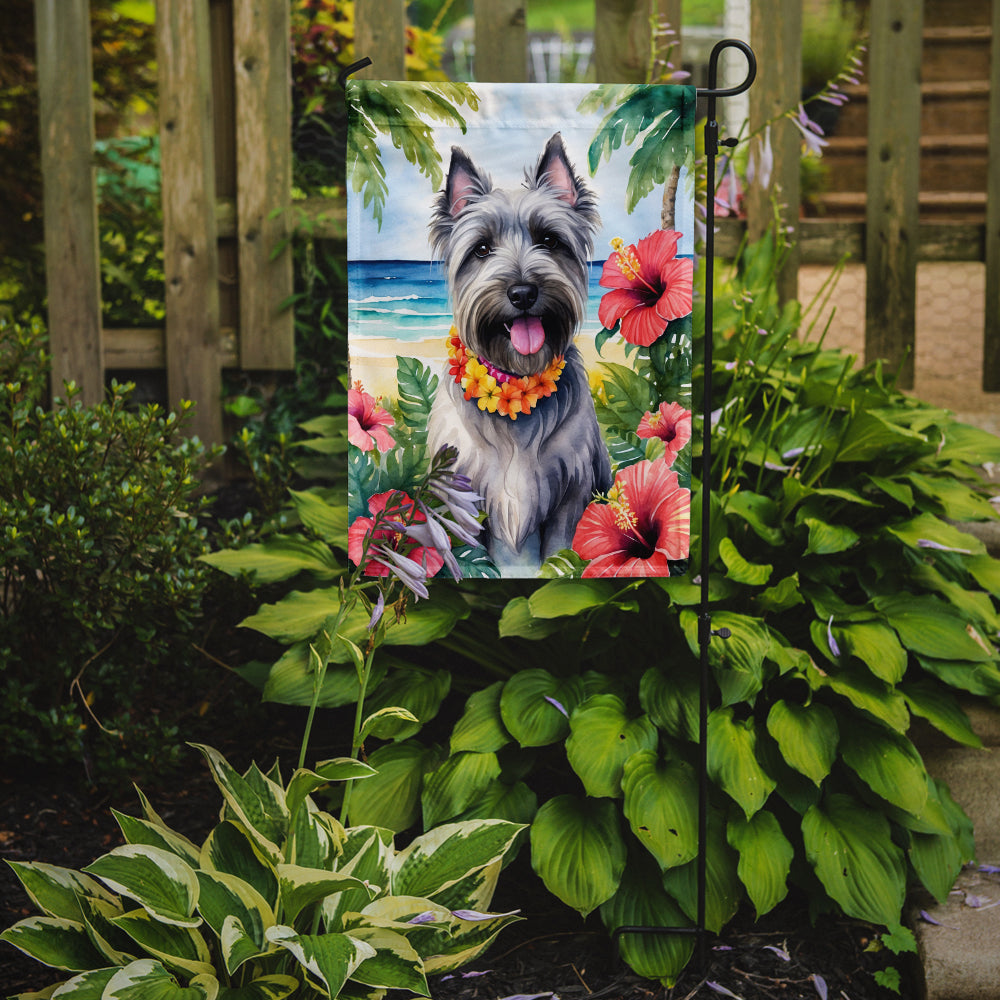 Skye Terrier Luau Garden Flag