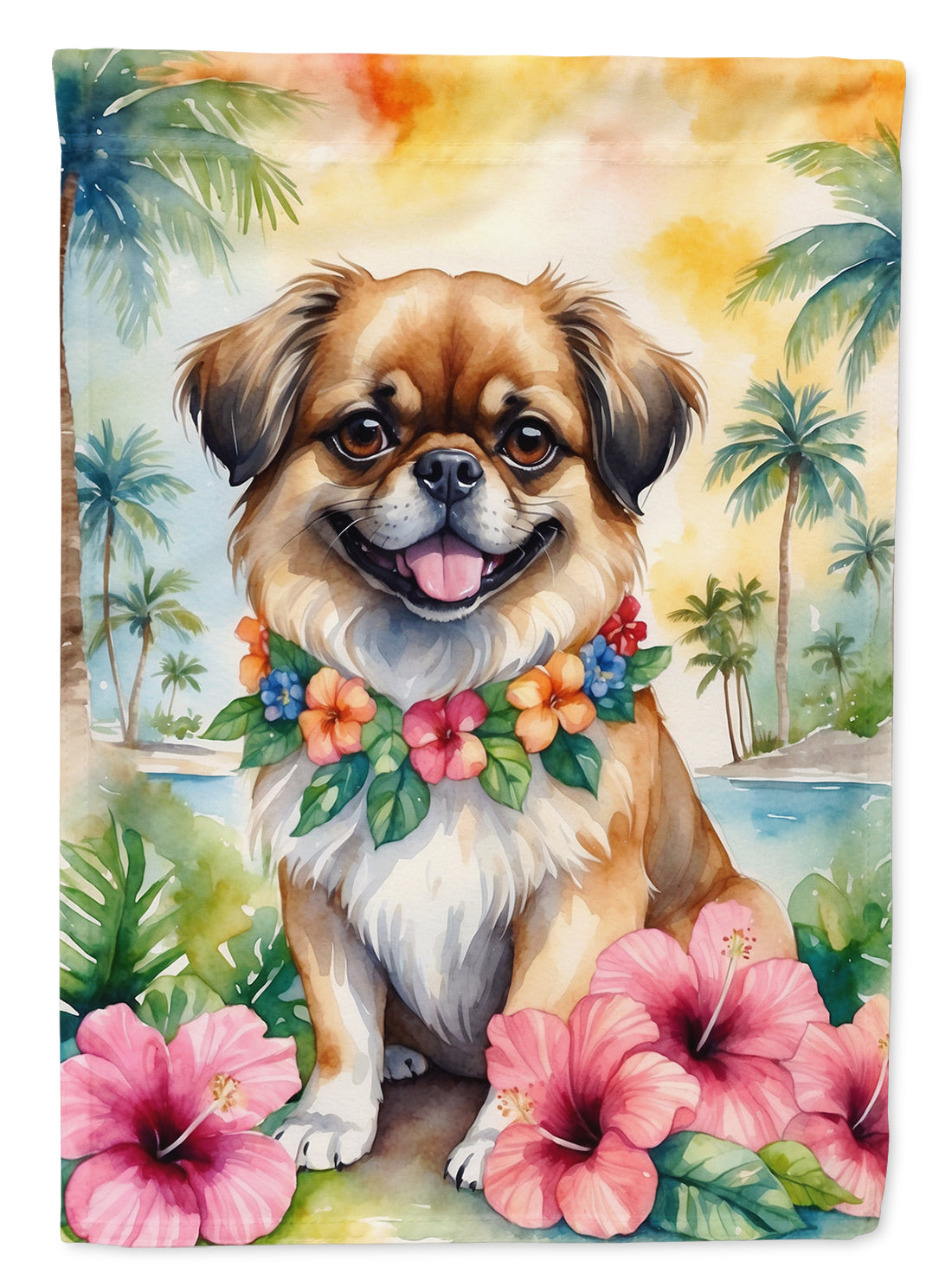 Buy this Tibetan Spaniel Luau House Flag