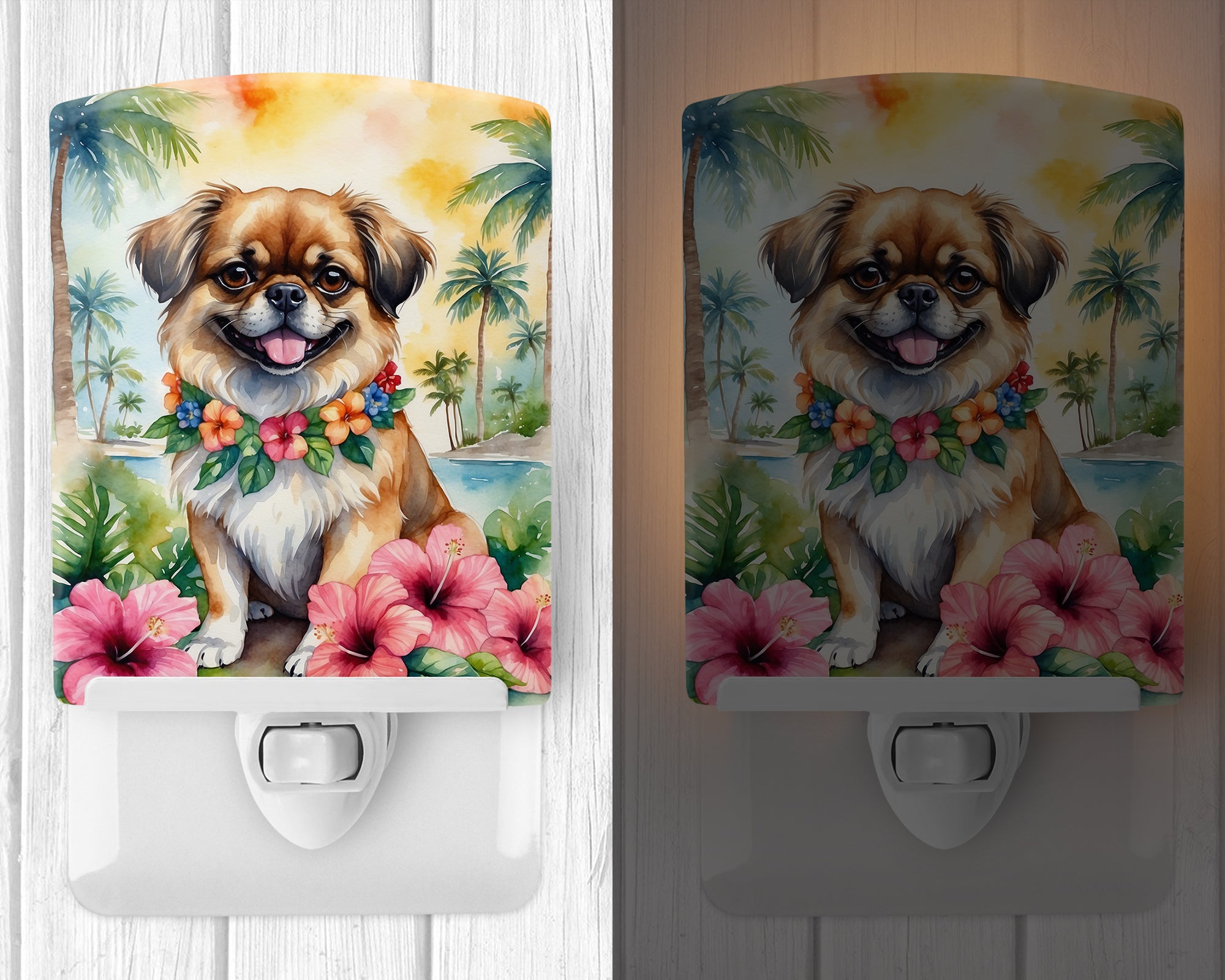 Tibetan Spaniel Luau Ceramic Night Light