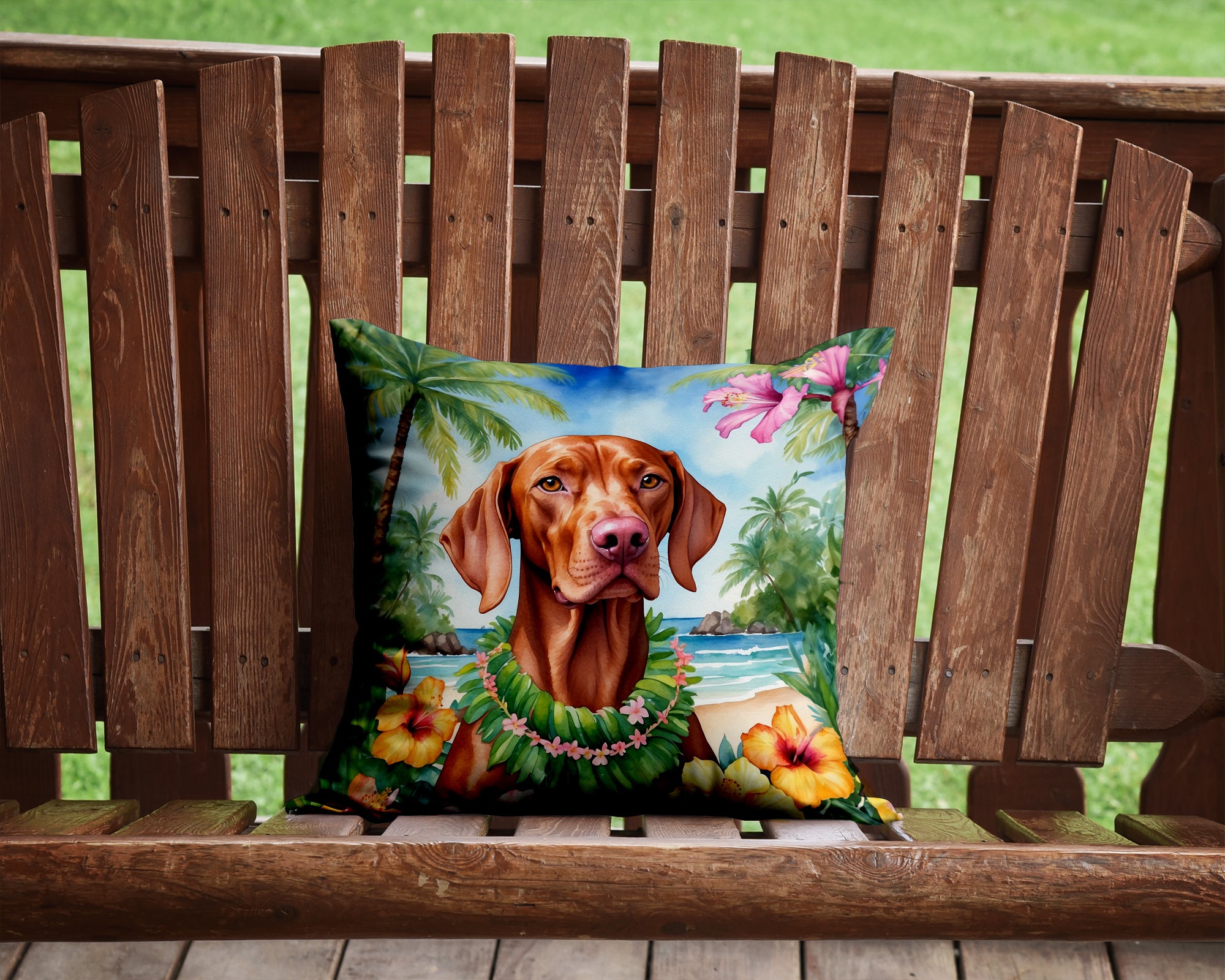 Vizsla Luau Throw Pillow