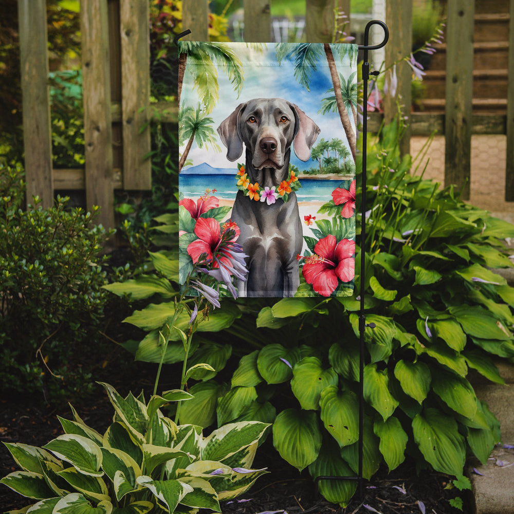 Weimaraner Luau Garden Flag