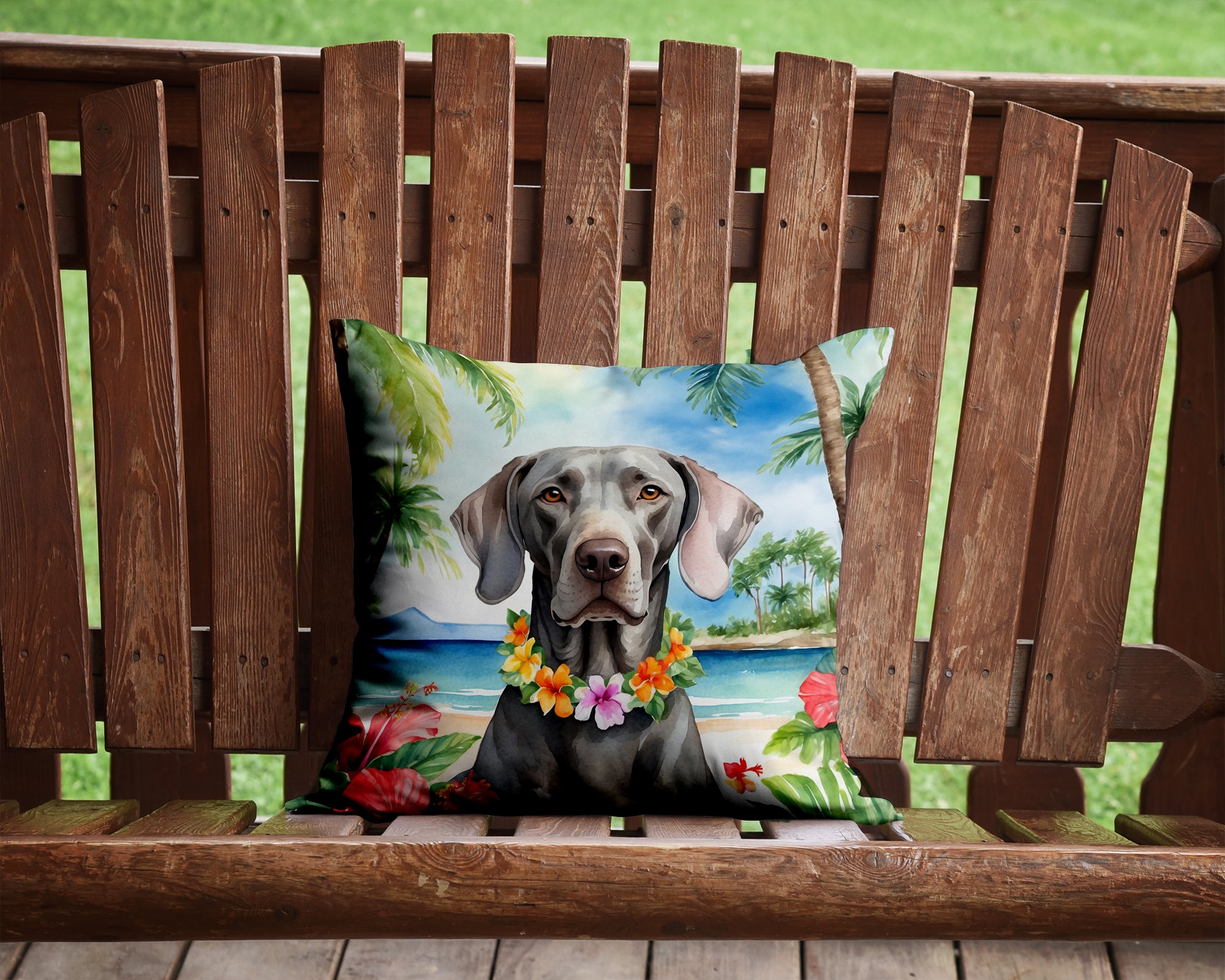 Weimaraner Luau Throw Pillow