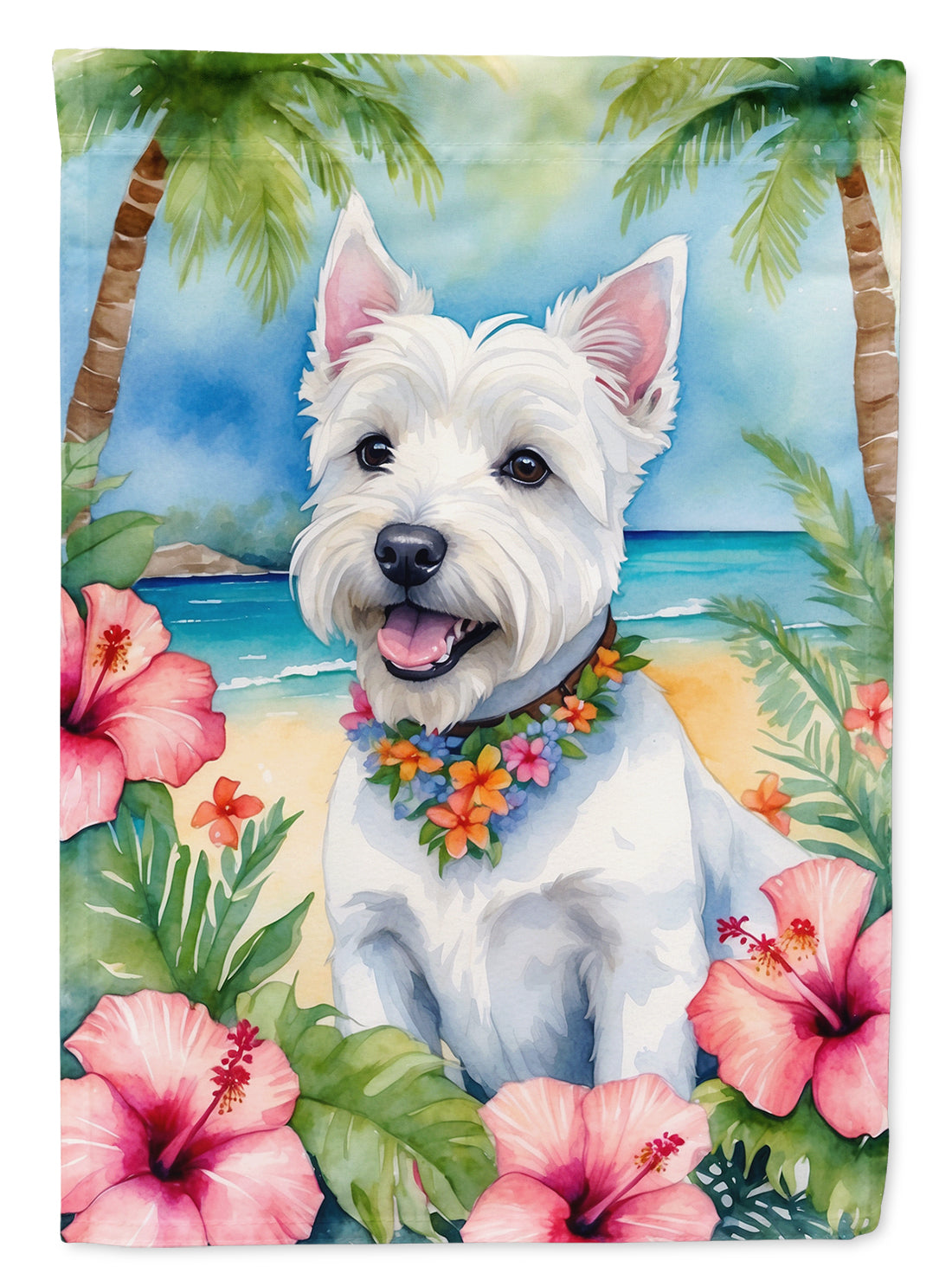 Buy this Westie Luau House Flag