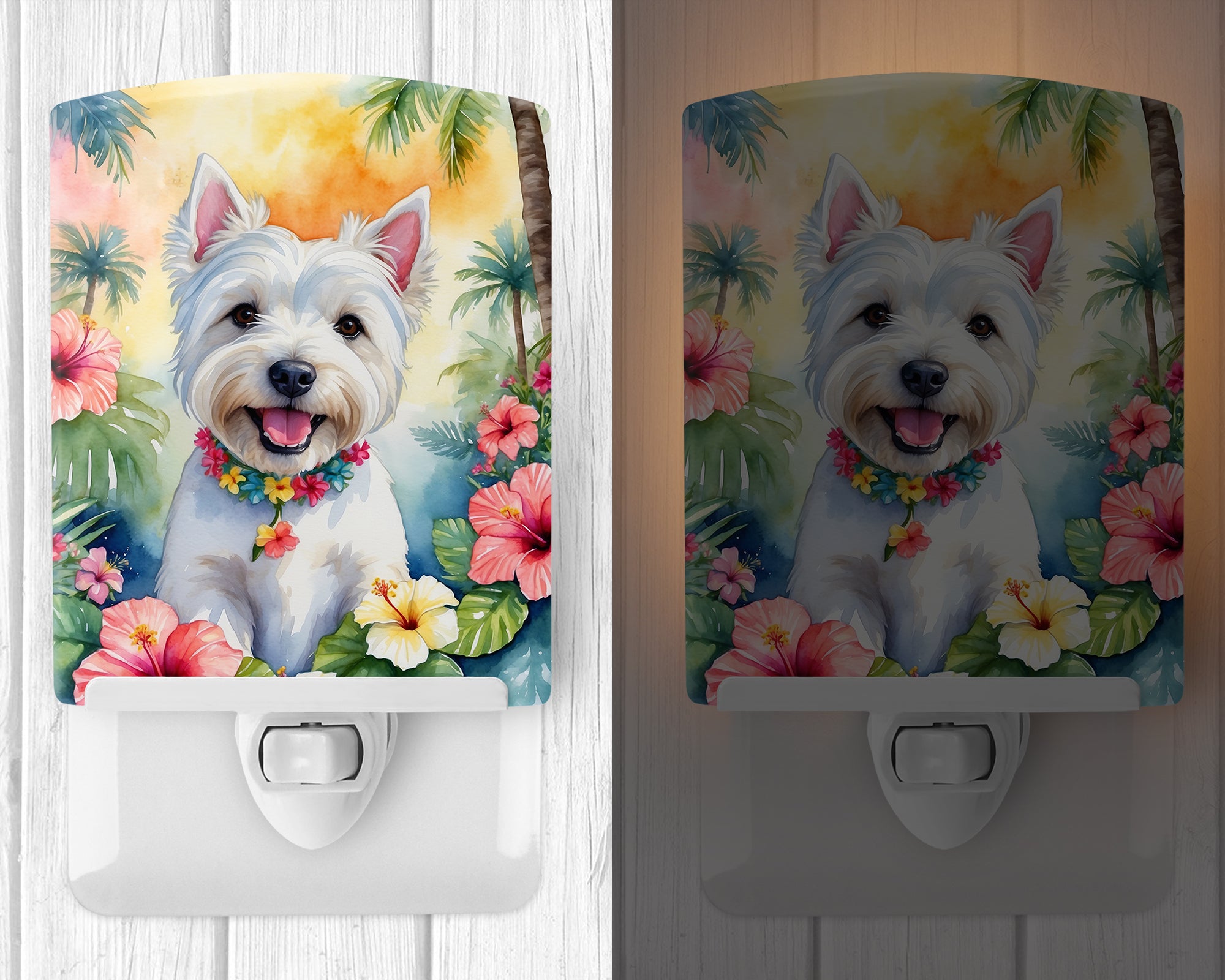 Westie Luau Ceramic Night Light