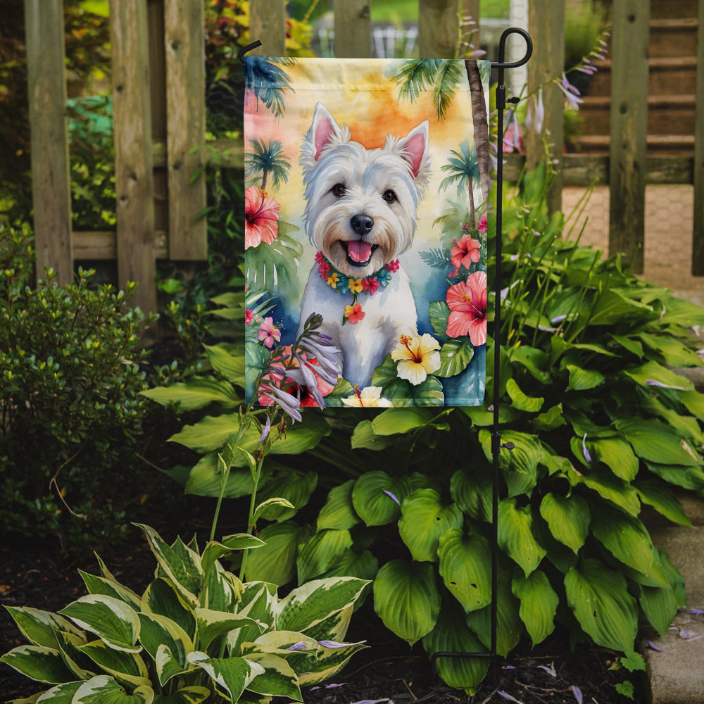 Westie Luau Garden Flag