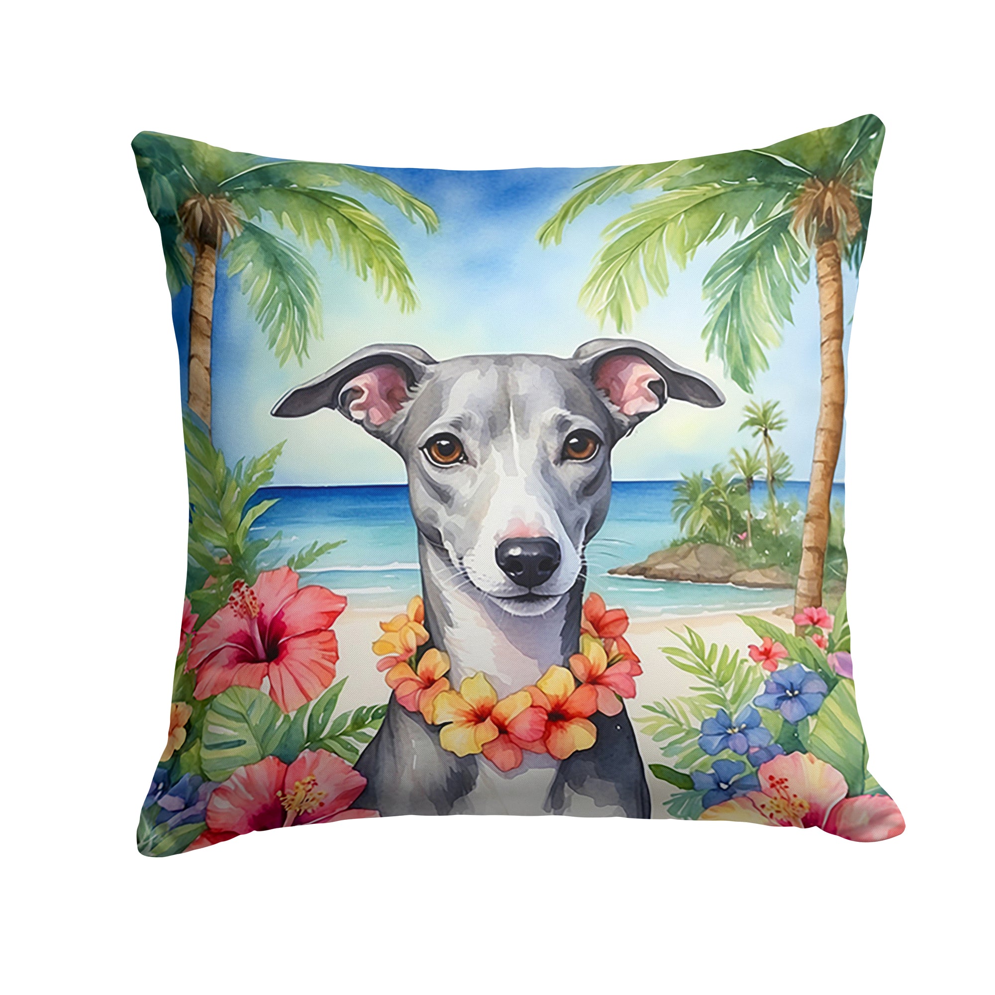 Buy this Whippet Luau Throw Pillow