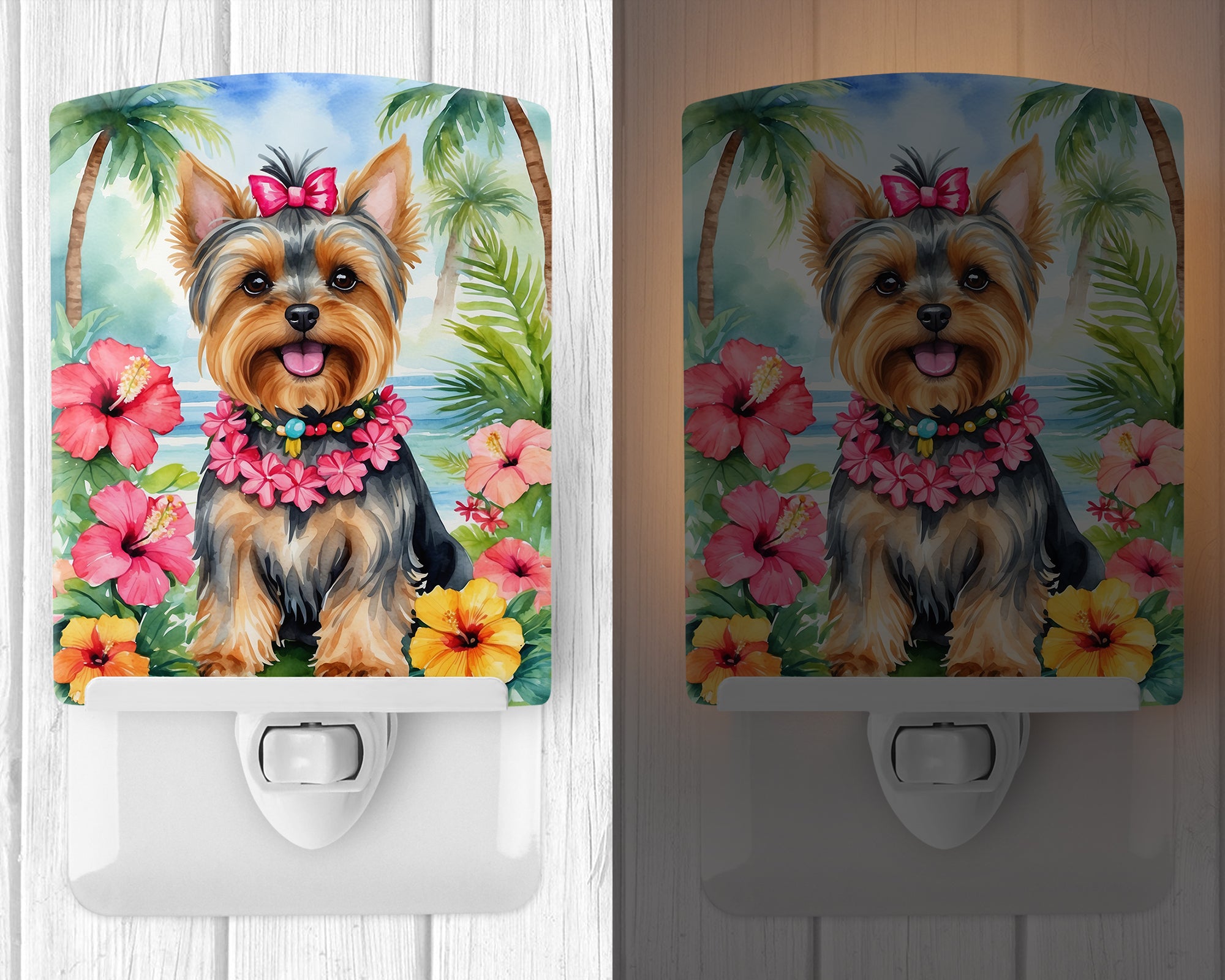 Yorkshire Terrier Luau Ceramic Night Light