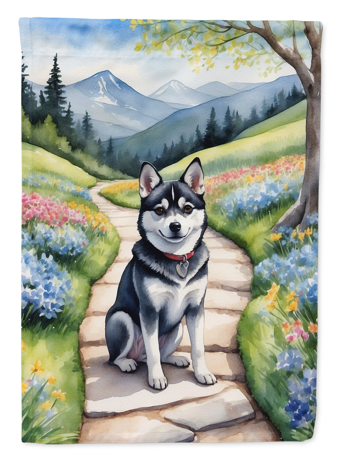 Buy this Alaskan Klee Kai Spring Garden House Flag