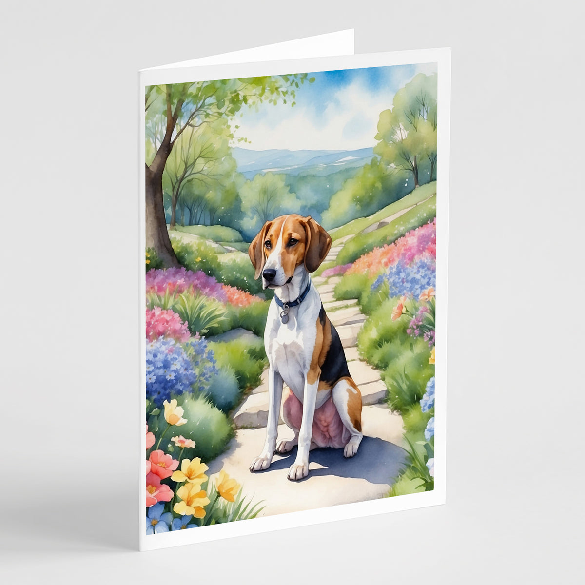 Buy this American Foxhound Spring Garden Greeting Cards Pack of 8