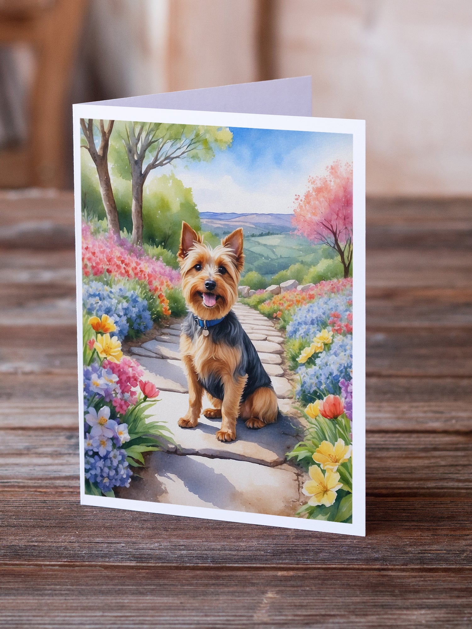 Buy this Australian Terrier Spring Garden Greeting Cards Pack of 8