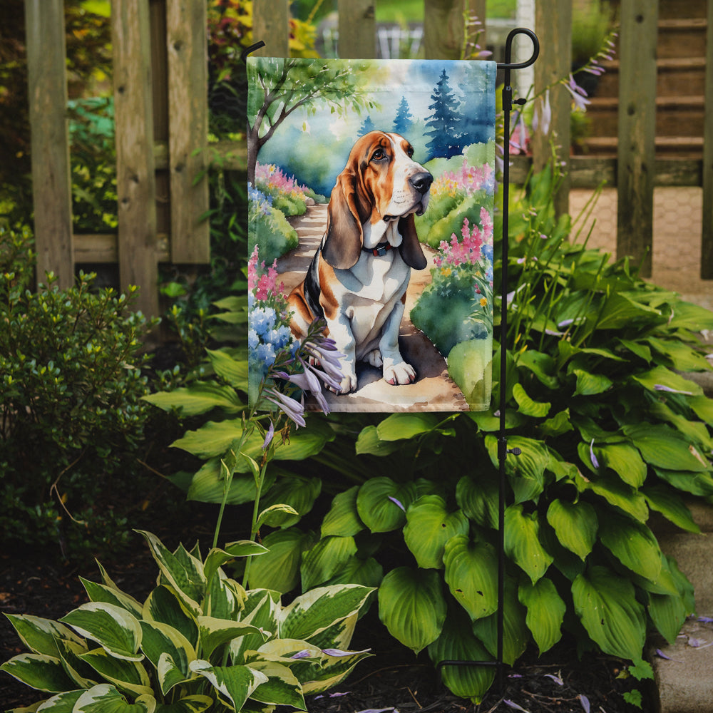 Basset Hound Spring Path Garden Flag