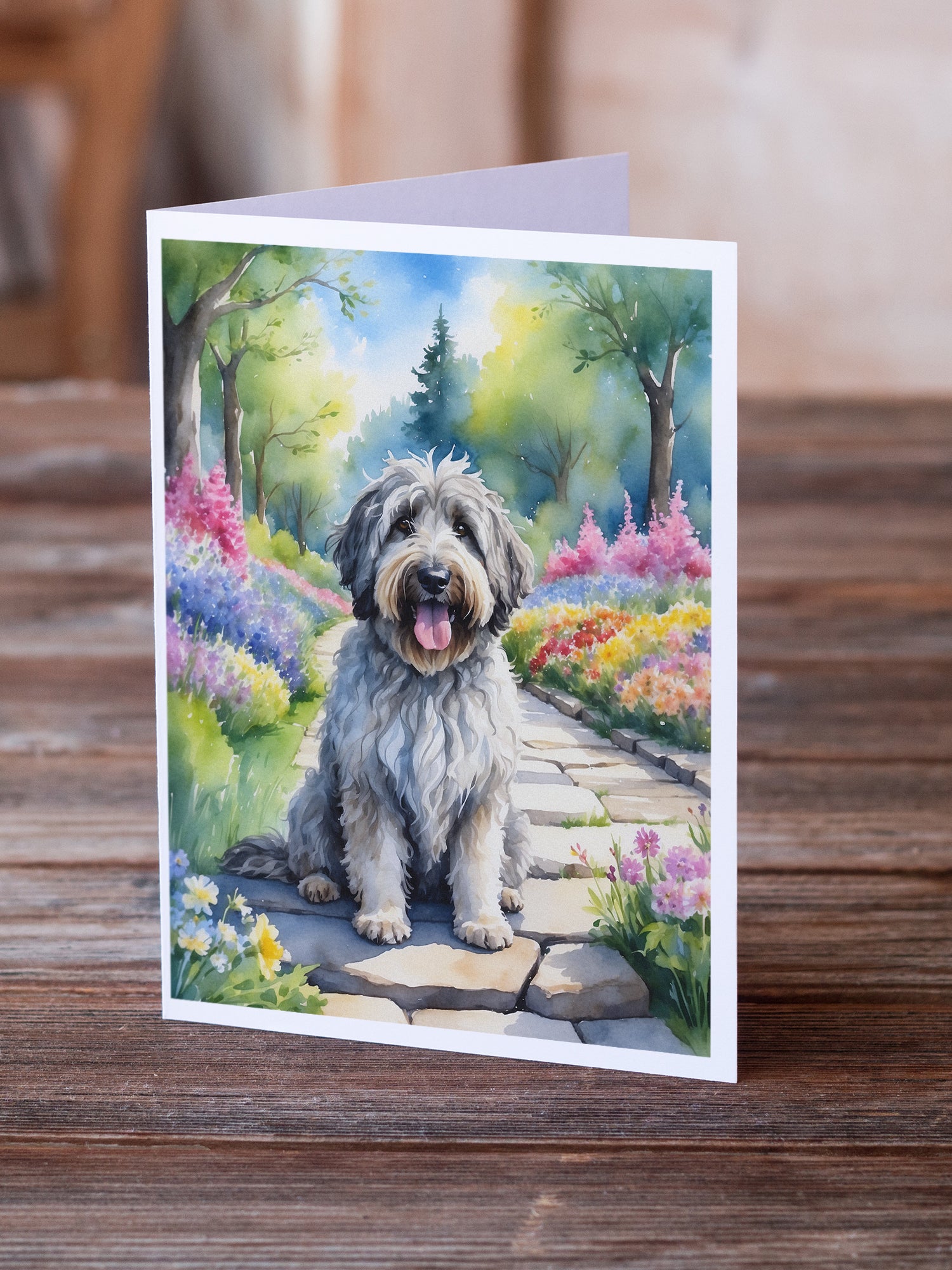 Buy this Bergamasco Sheepdog Spring Path Greeting Cards Pack of 8