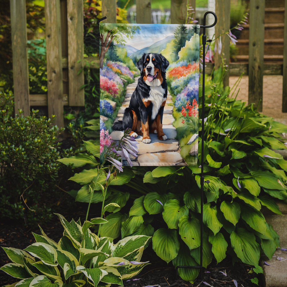 Bernese Mountain Dog Spring Path Garden Flag