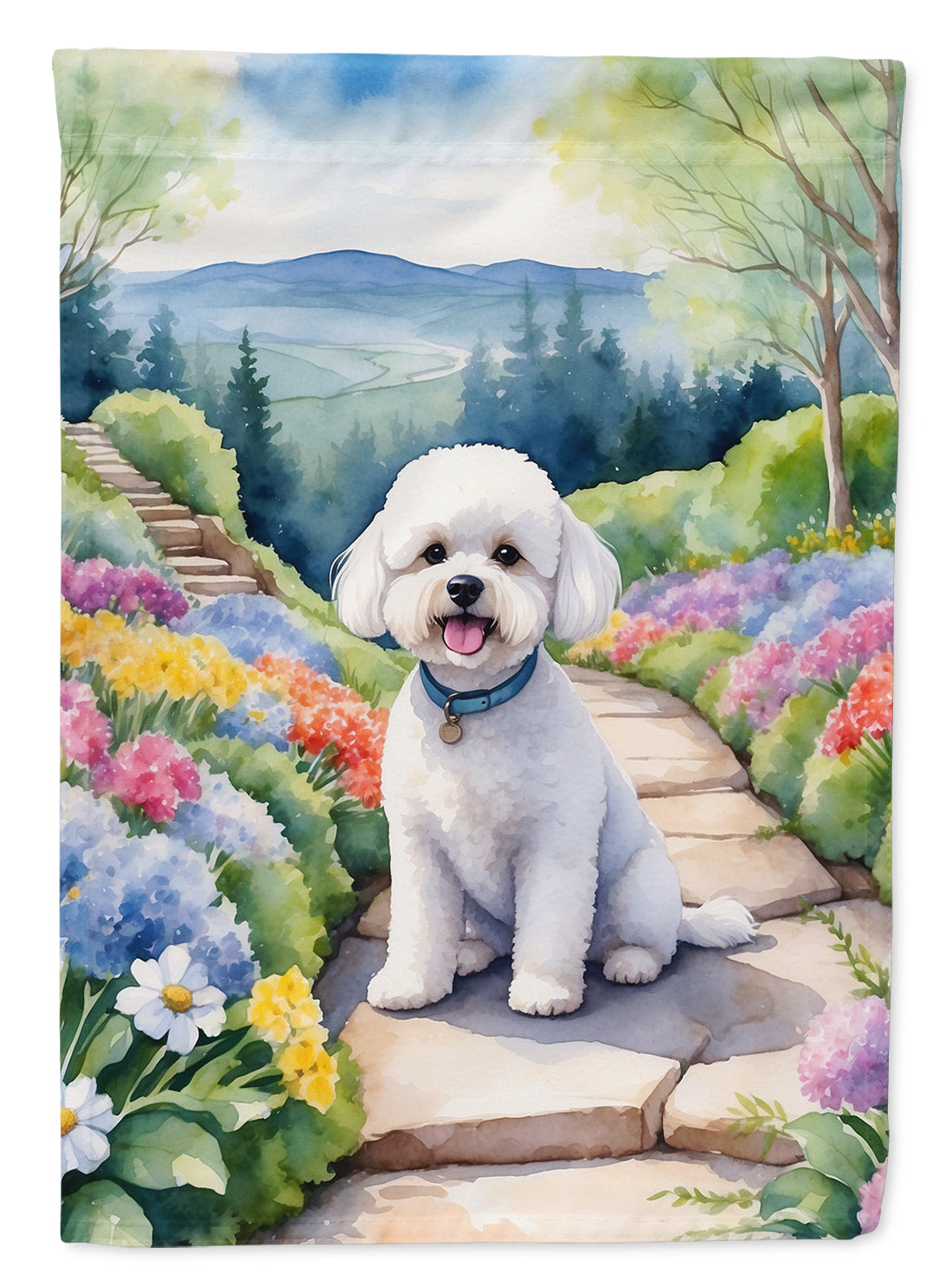 Buy this Bichon Frise Spring Path House Flag